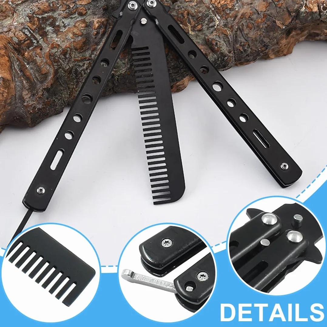 GXGM Peine de Mariposa de Metal Plegable con Botón Automático para Cabello Hombres 1 Pieza