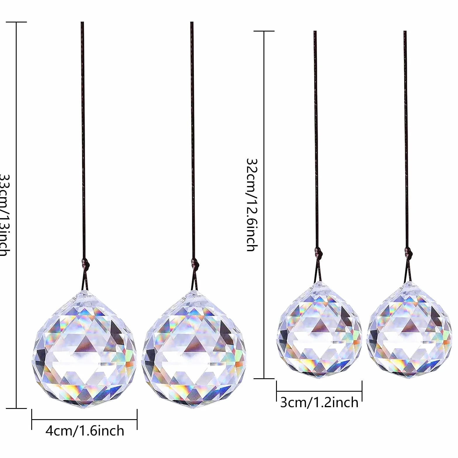4 colgantes decorativos de cristal, arco iris, atrapasueños de cristal, decoración de prisma, bola de cristal, cristales como decoración, adorno colgante de cristal para el hogar, oficina, jardín