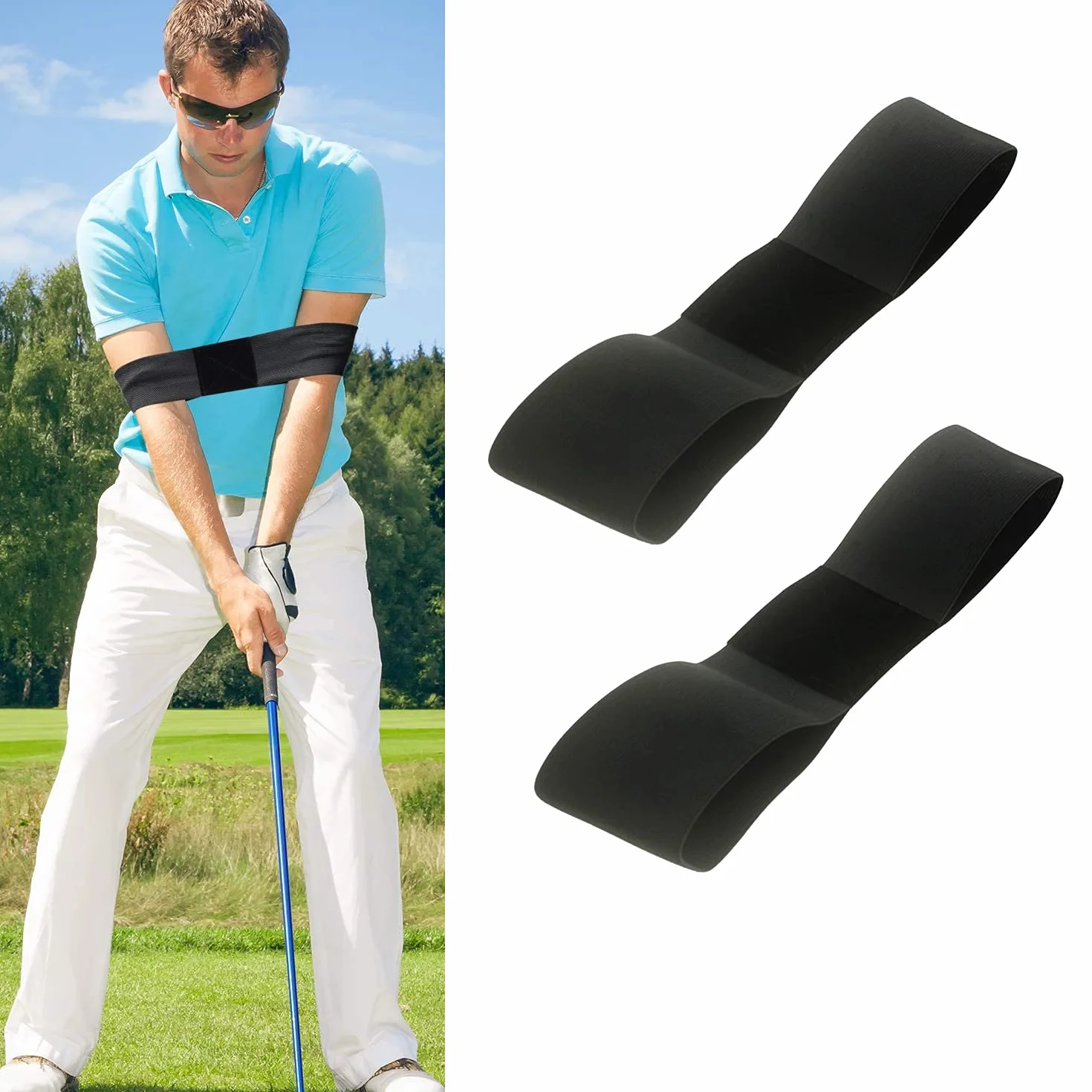 Cinturón de Brazo Oscilante para Entrenamiento de Golf, 2 Piezas Corrección de Postura y Memoria Muscular