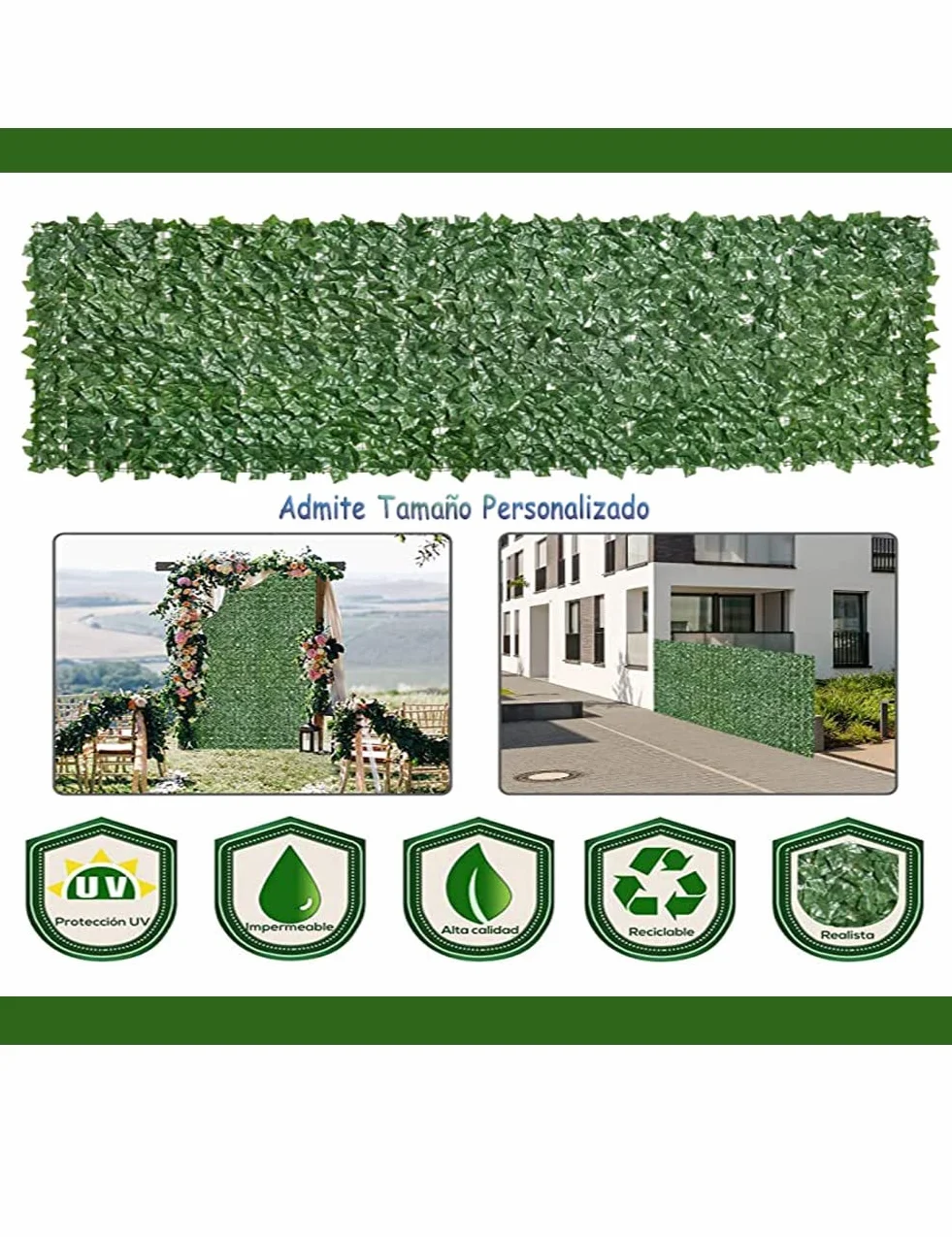 Seto Artificial Hiedra Artificial Ocultacion Jardin,Seto Artificial Exterior, Setos Artificiales Valla para Jardin Celosia Verde PVC Cerramientos Jardin(Size:1.5x13m/4.92x42.65ft)