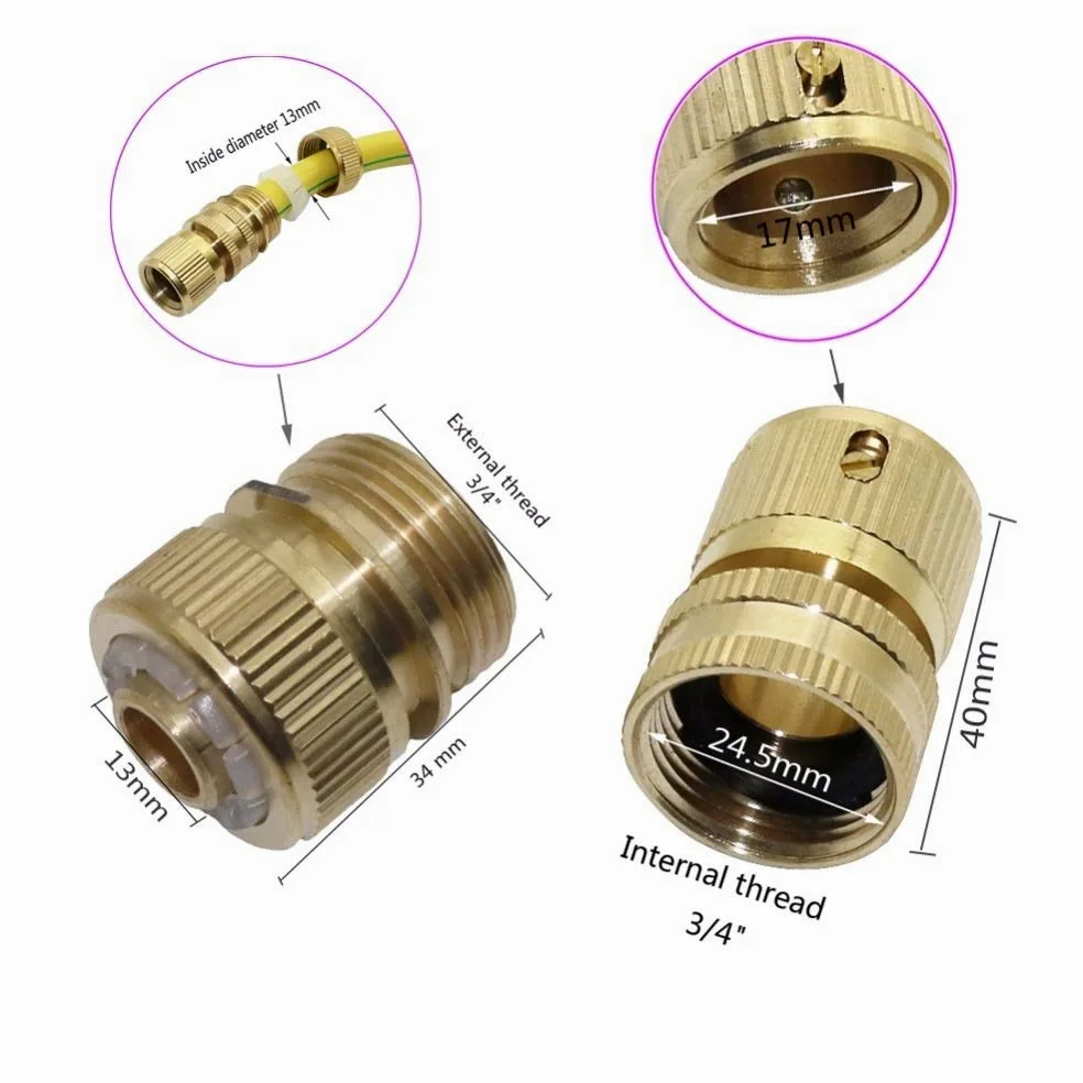 Adaptador de Conector de Manguera, 10 Juegos de Kits Deua de Conector Rápido de Roscaho de 3/4" con Conectores de Rosca Hembra de 3/4", Accesorios Deua para Jardín