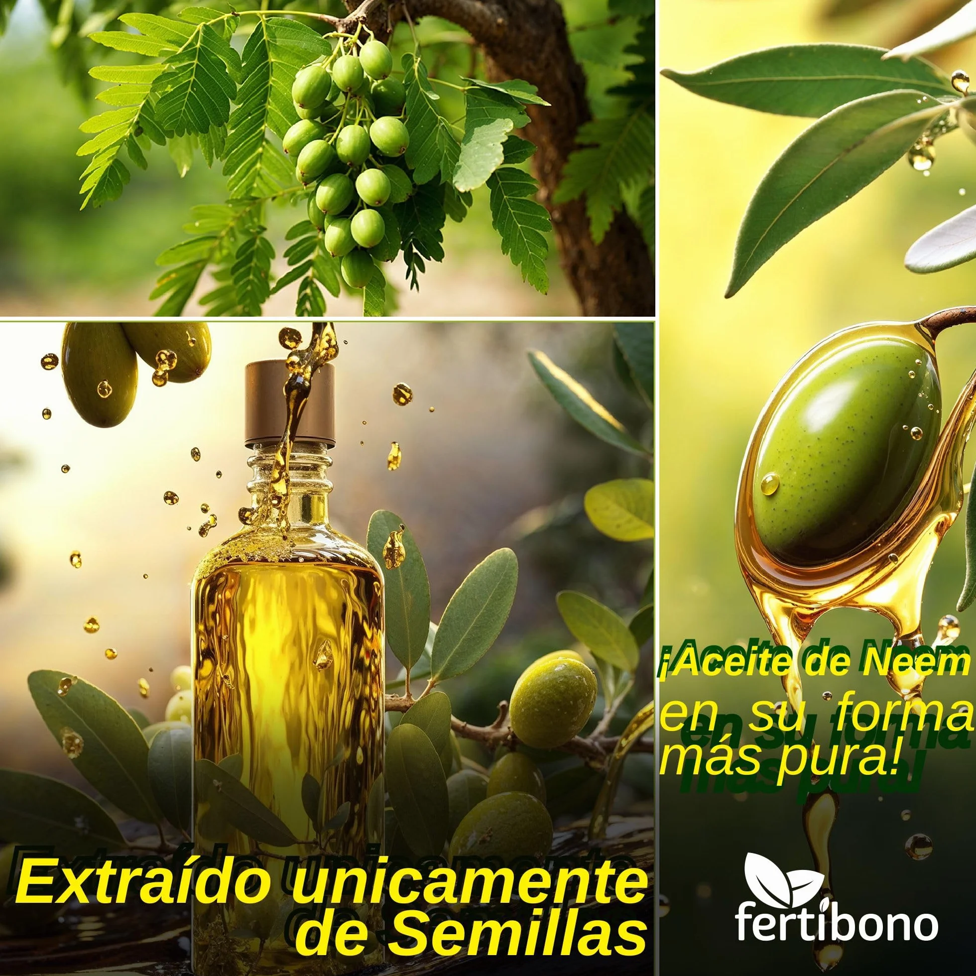 FERTIBONO Aceite de Neem 100% Puro y Natural - Extraído de Semillas - Vitalidad y Bienestar para Plantas - Hidratación y Nutrición Natural - Residuo Cero - 5L