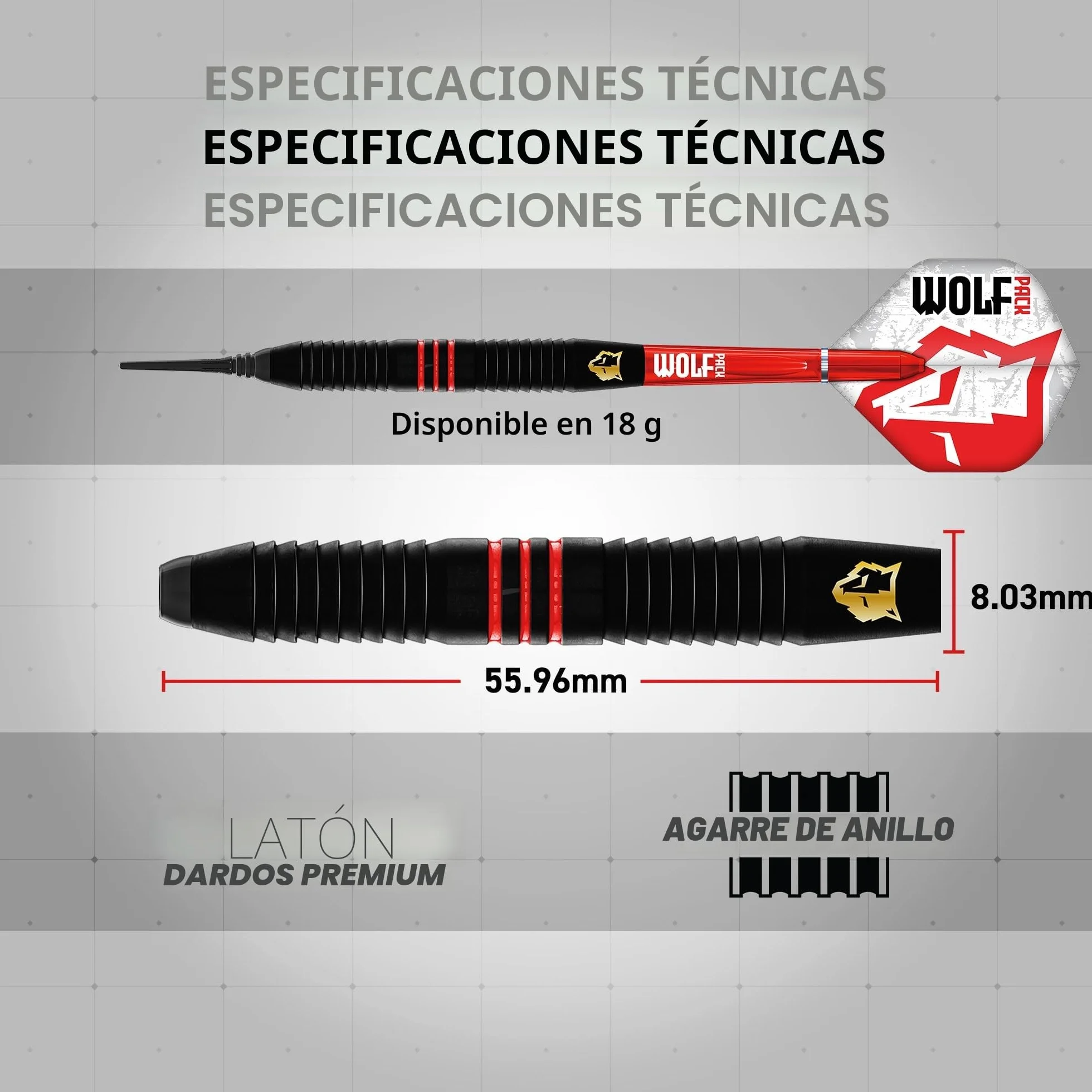RED DRAGON Wolf Pack Series Dardos de latón 18 g 20 g 22 g