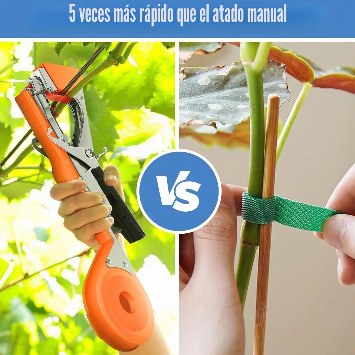 Maquina Atadora de Tomates, Herramienta de Cinta de Jardín para Viñedo Pepino UVA Fruta Flores Vegetales, Naranja
