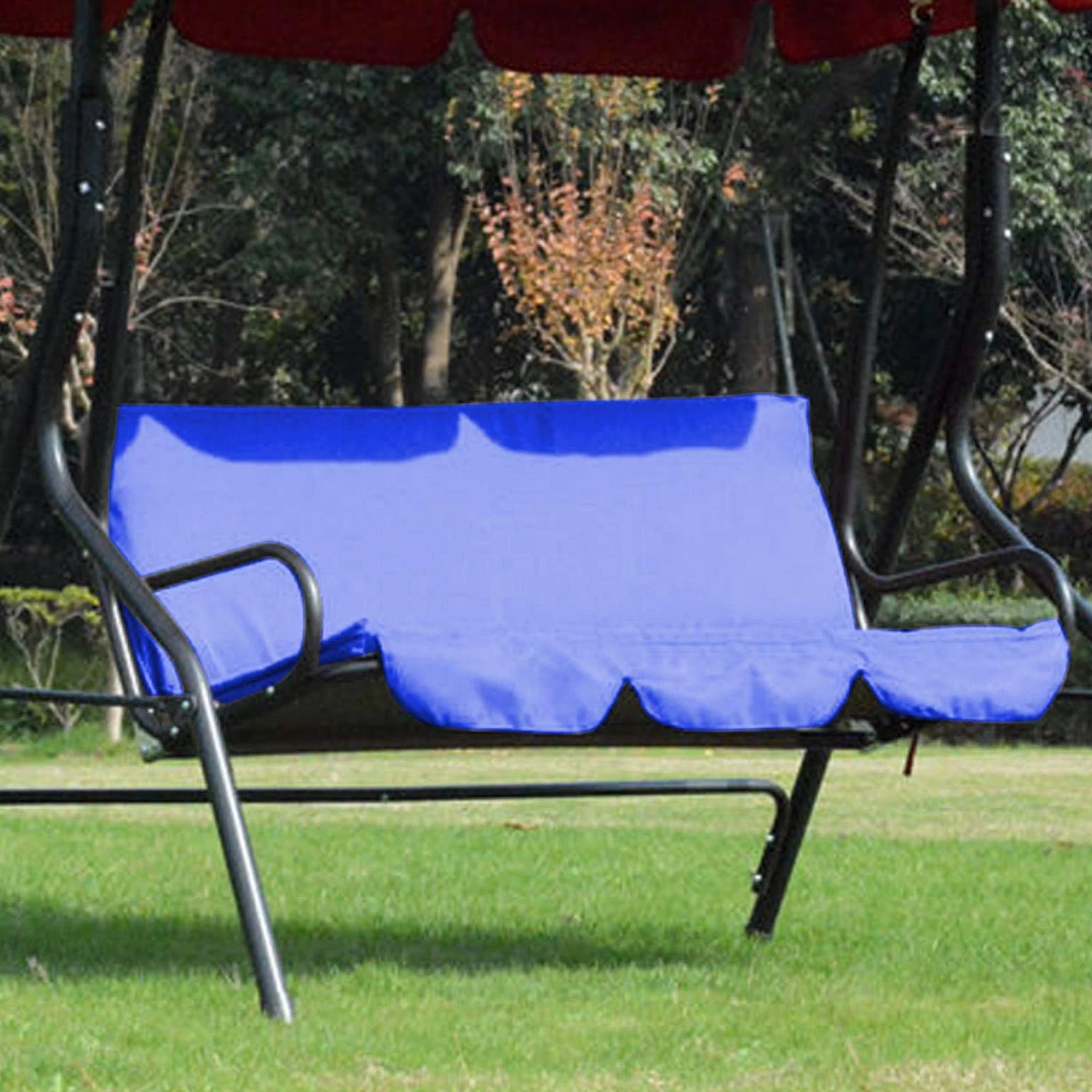Omabeta Cojín de Columpio Columpio para Exteriores Silla de 3 Asientos Cojín Impermeable Reemplazo para Patio Jardín Cubierta de protección para Silla de Columpio(Azul)