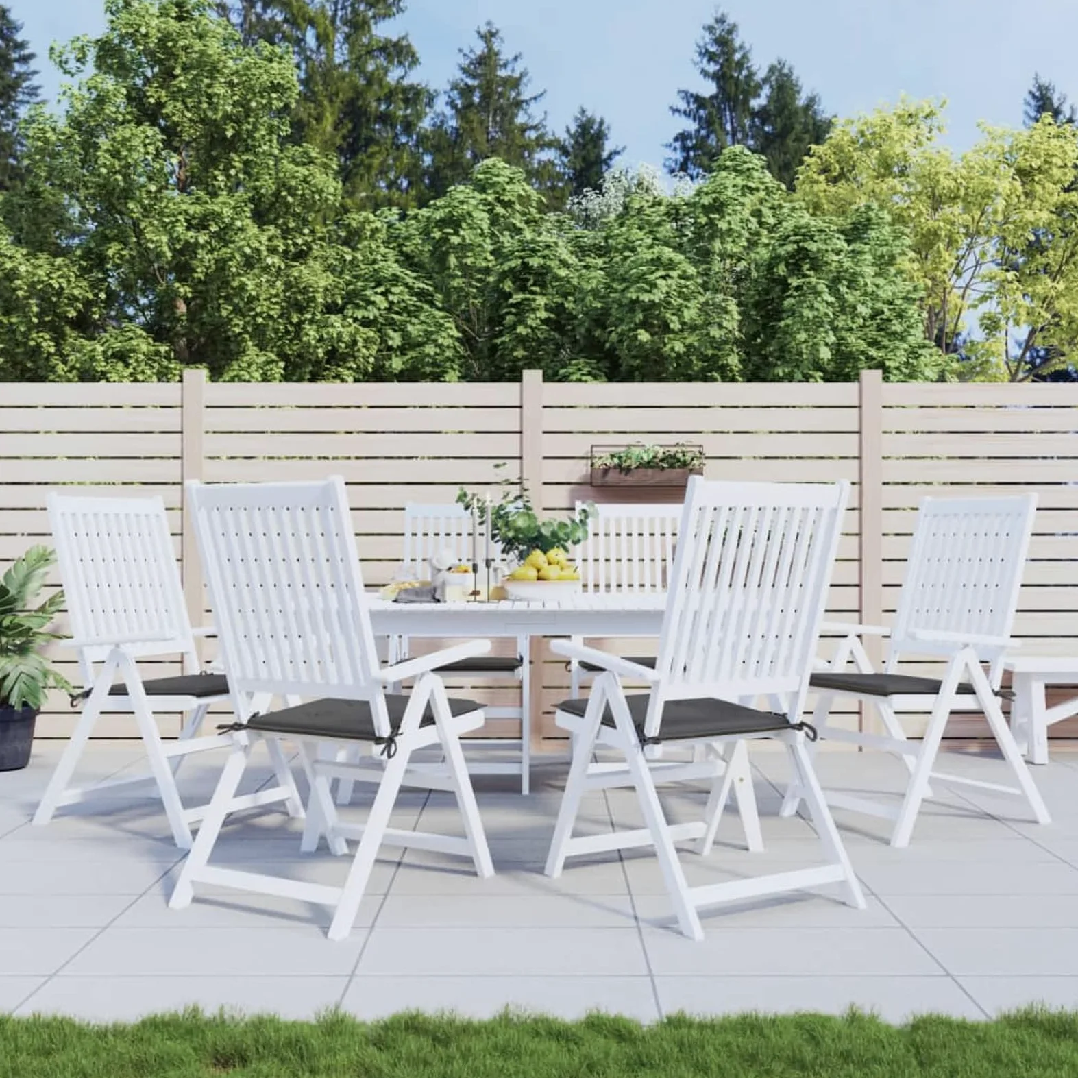 LAPOOH Cojines sillas de jardín 6 uds Tela Oxford Antracita 40x40x3 cm, Cojines para Butacas De Jardin, Cojines Sillas Cocina, Cojines para Sillas De Terraza, Cojin Silla Exterior