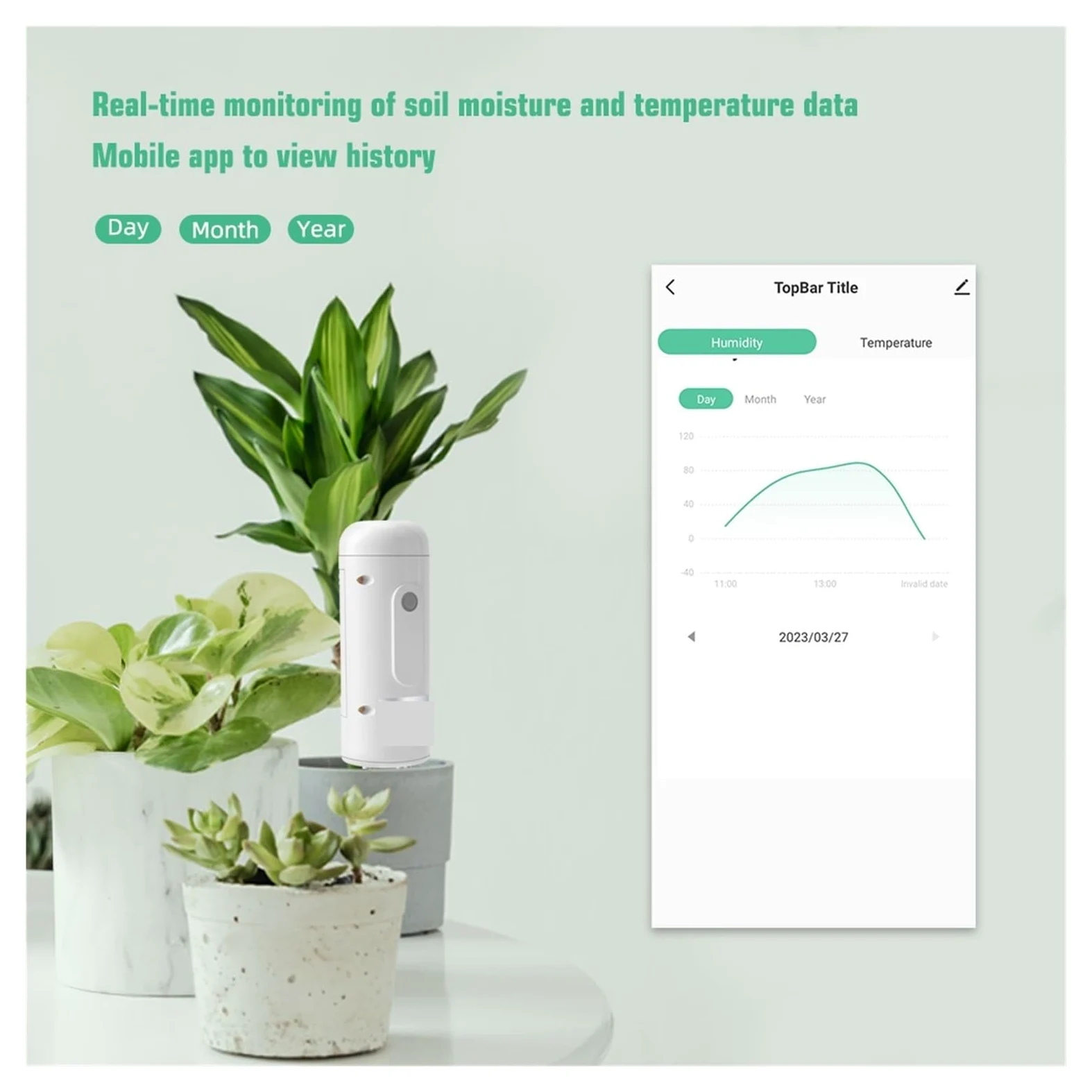 Medidor de humedad del suelo, Detector inteligente de humedad y temperatura del suelo con WiFi, sensor inalámbrico for plantas y monitor for invernaderos. Para jardinería y agricultura