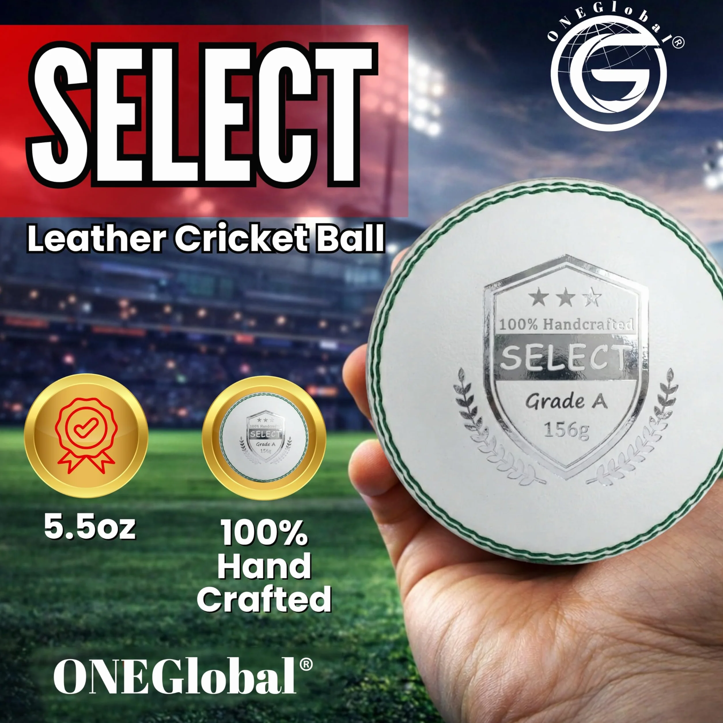 Pelota de críquet de cuero 156 g construcción 4 piezas T20 entrenamiento
