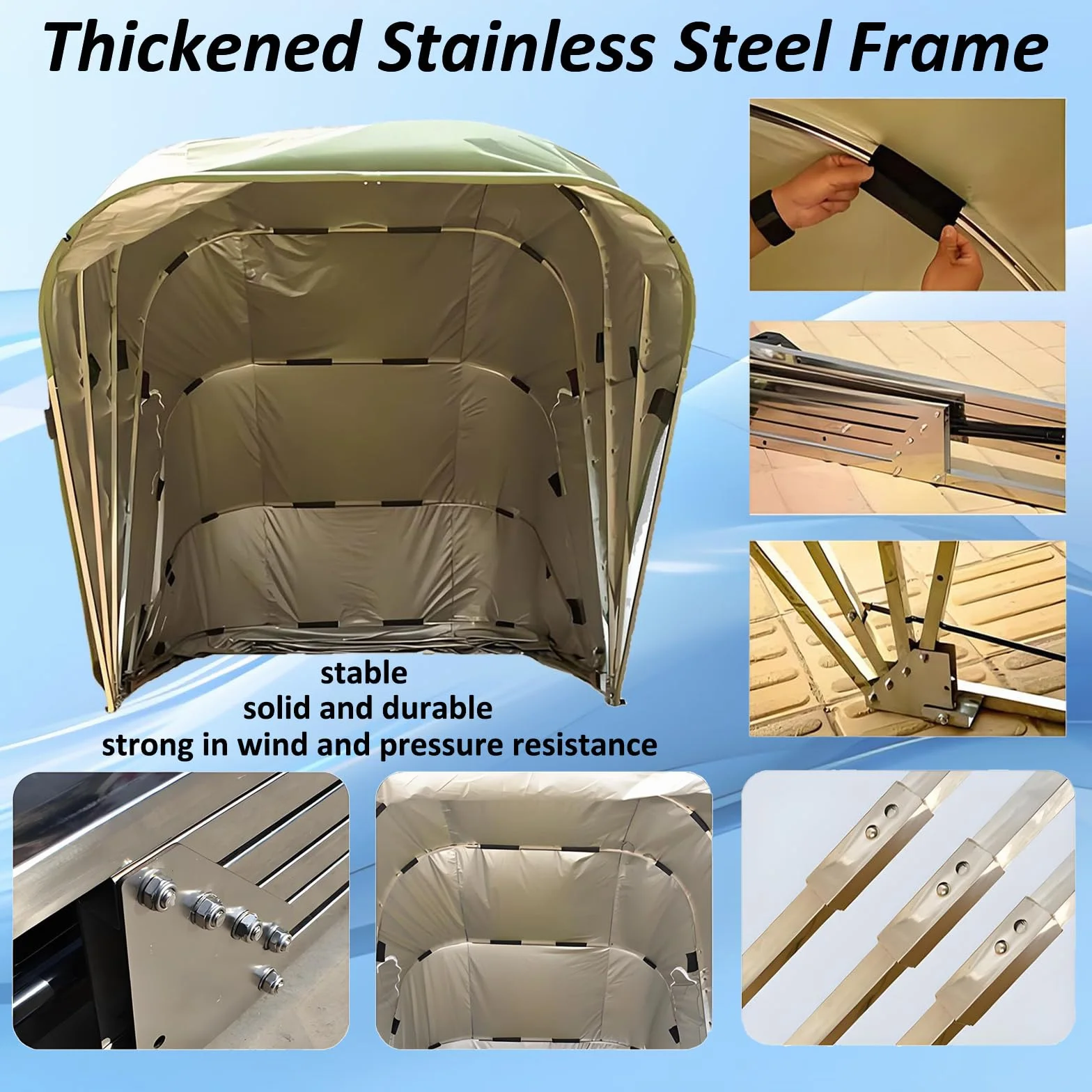 Cochera Retráctil Mejorada, Cobertizo Gris De Acero Inoxidable, Cobertizo Plegable Semiautomático SUV/Automóvil, Tela Oxford De Espesor 600d (5,9m × 2,7m × 2,45m)