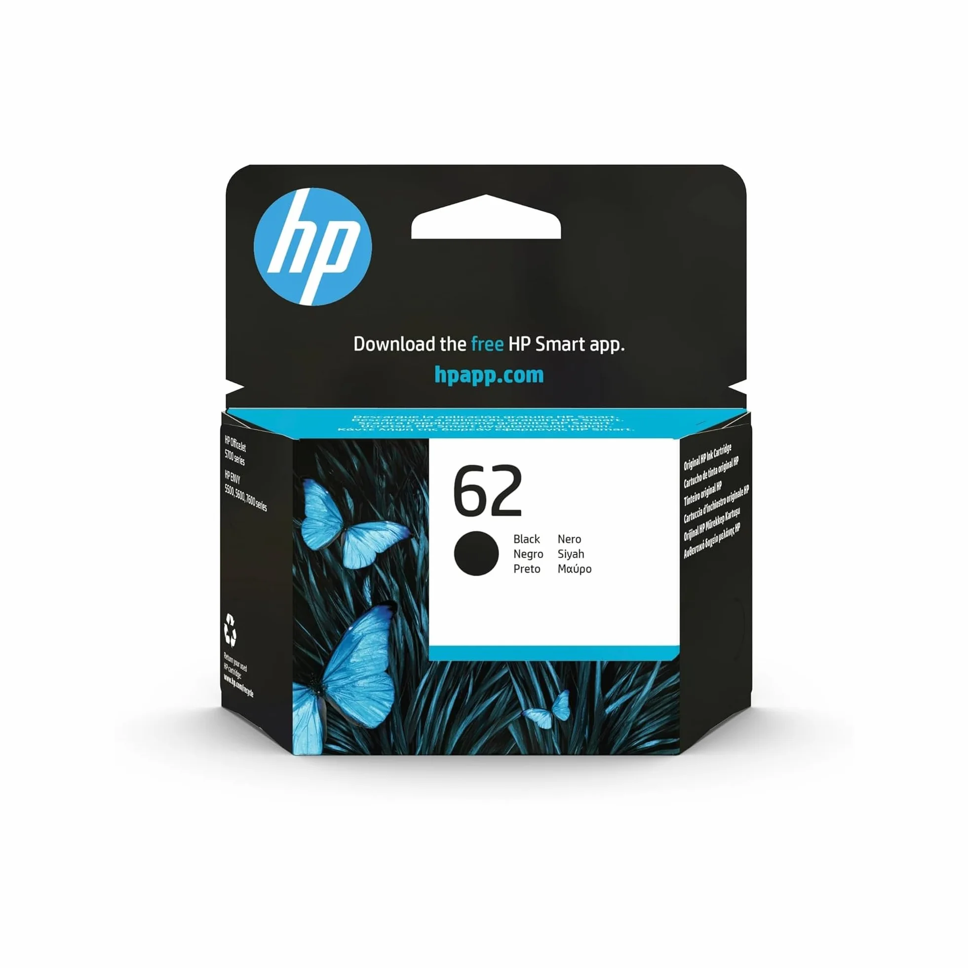HP 62 C2P04AE Cartucho Original de Tinta Negro Compatible con HP ENVY 5540 5640 7640 OfficeJet 200 250 5740
