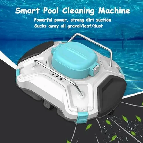 Limpiador robótico automático de piscinas, escalada de pared, contenedor de filtro masivo de carga superior, aspiradora robótica inalámbrica para piscinas en el suelo y sobre el suelo