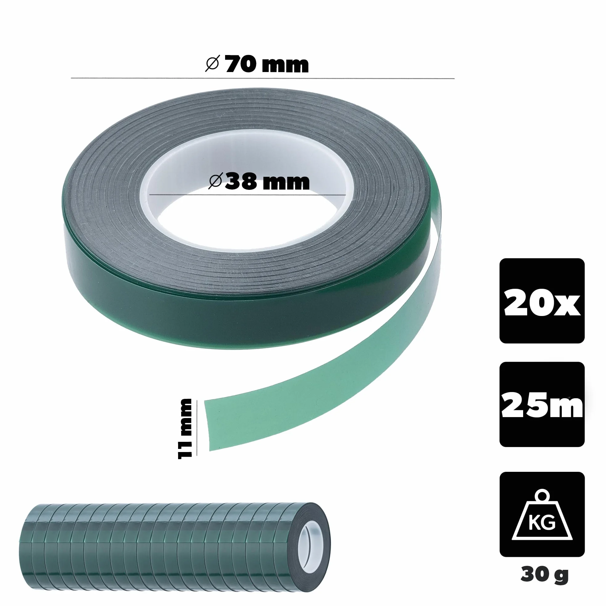KADAX Juego de Pinzas de unión para Plantas, Incl. 20 Rollos de Cinta de unión y Grapas, Ideal para Atar rápidamente Tomates, pepinos y Plantas trepadoras (Verde)