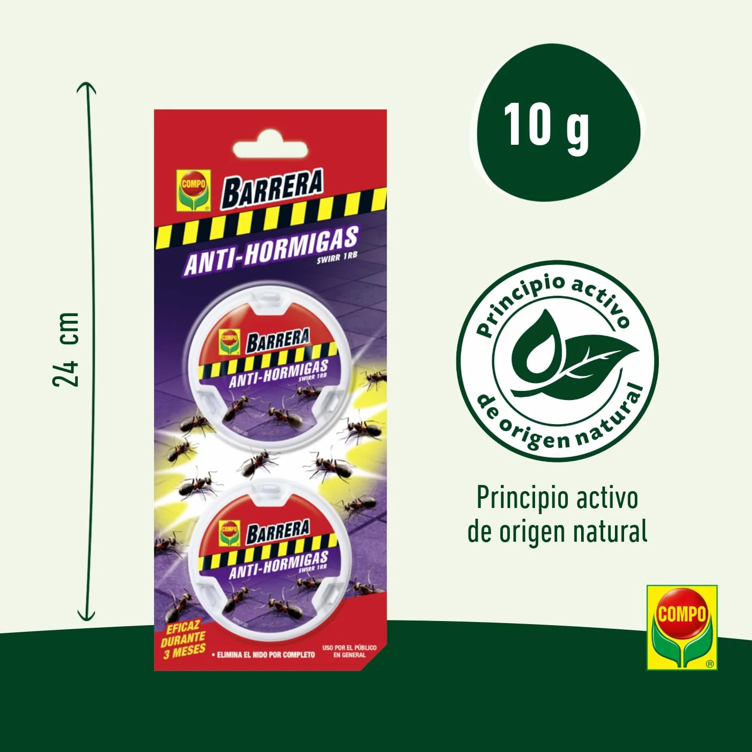Compo Repelente Barrera de Insectos Cebo antihormigas, Control de Hormigas en el salón, Comedor y terraza, 2 Unidades de 10 g (2069902011)