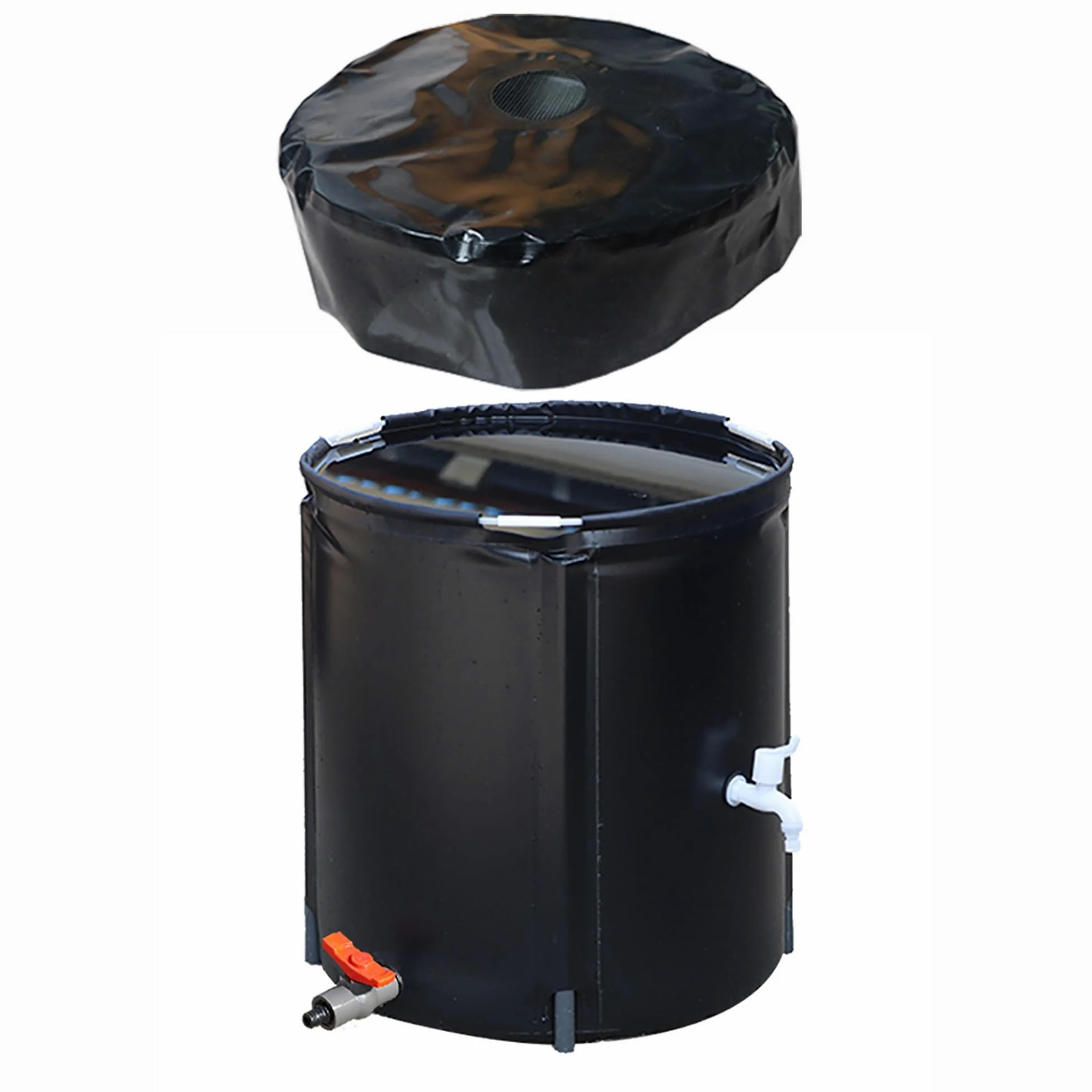 Bidon Agua con Grifo Plegable Deposito Agua Lluvia con Tapa Lluvia Barril(50x55cm/20x22in)