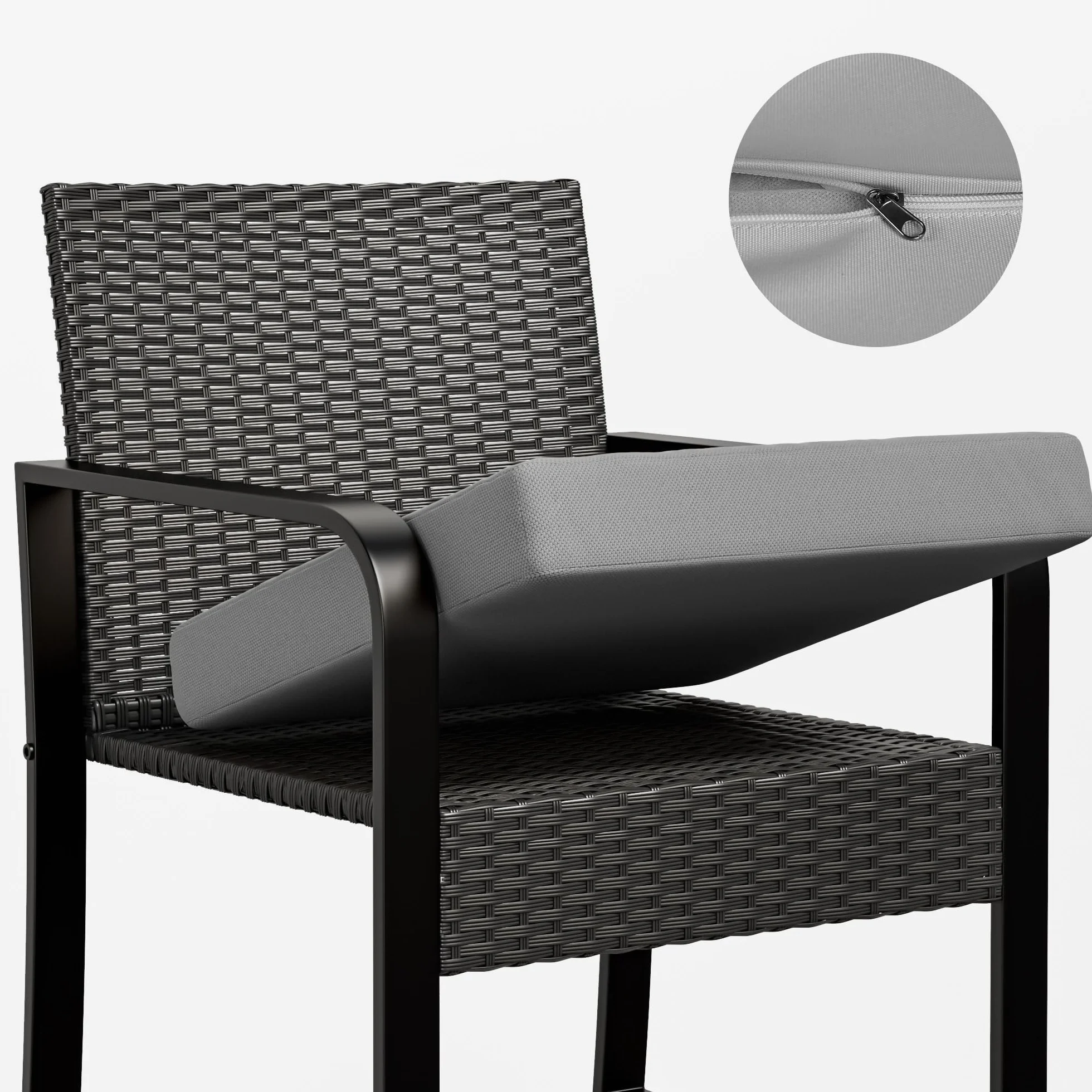 Bealife Juego de Muebles de Jardín de Ratán para 2 Personas, Exterior, Balcón Pequeño, Gris