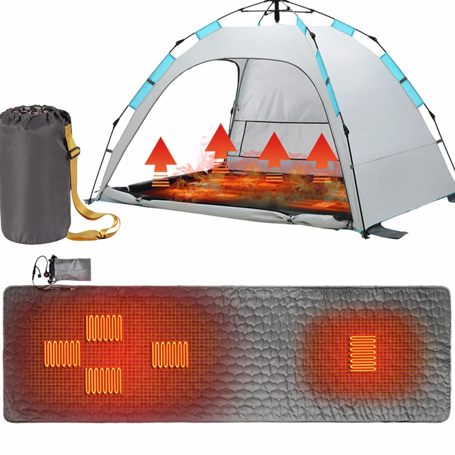 Forro para Saco De Dormir con Doble Calefacción, Almohadilla Térmica Eléctrica USB, Calentador para Acampar, Manta Calefactora Portátil para Clima Frío para Interiores Y Exteriores