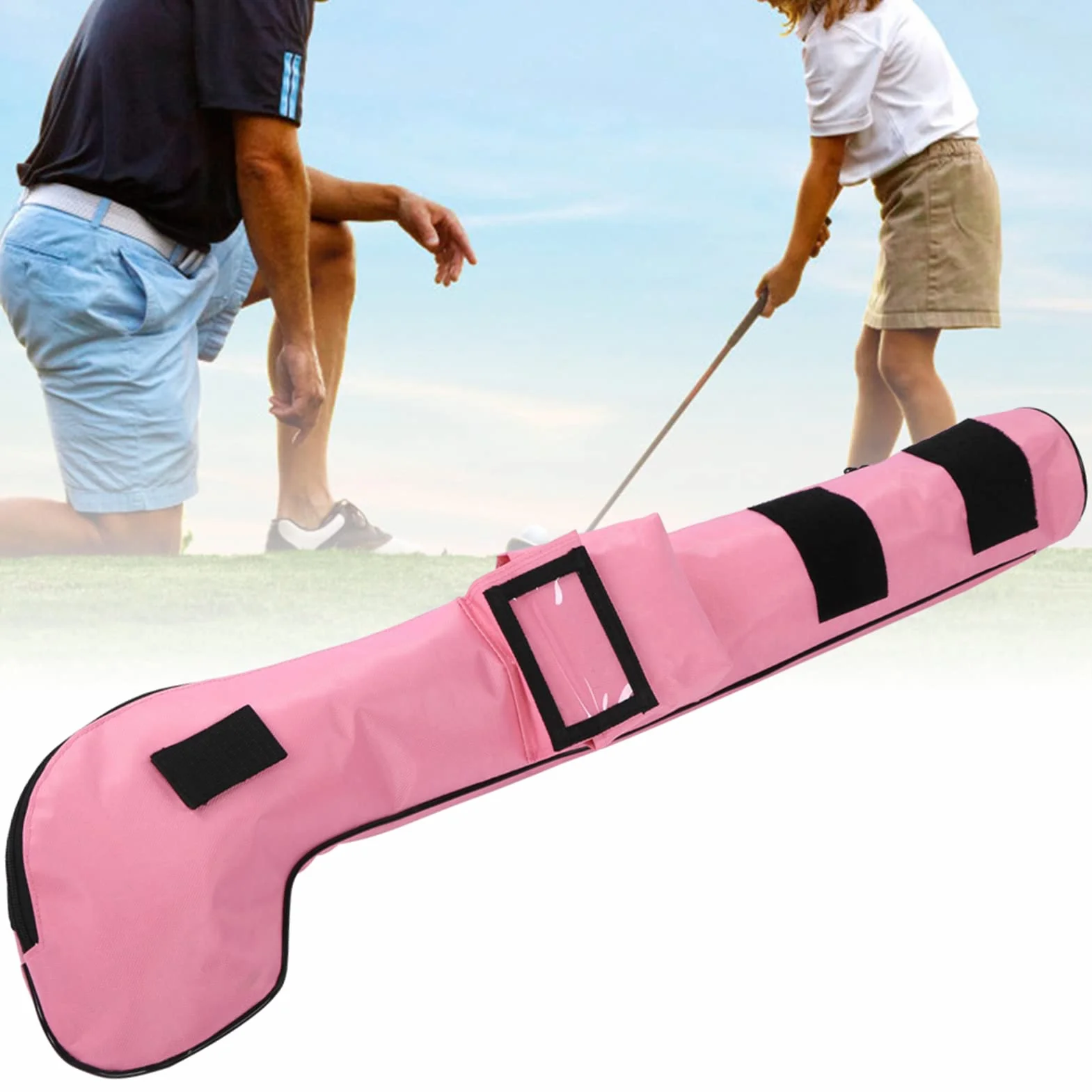 VBESTLIFE Torba Nylonowa na Kije Golfowe, Przenośna Nieprzemakalna Składana dla Dzieci (Różowa)
