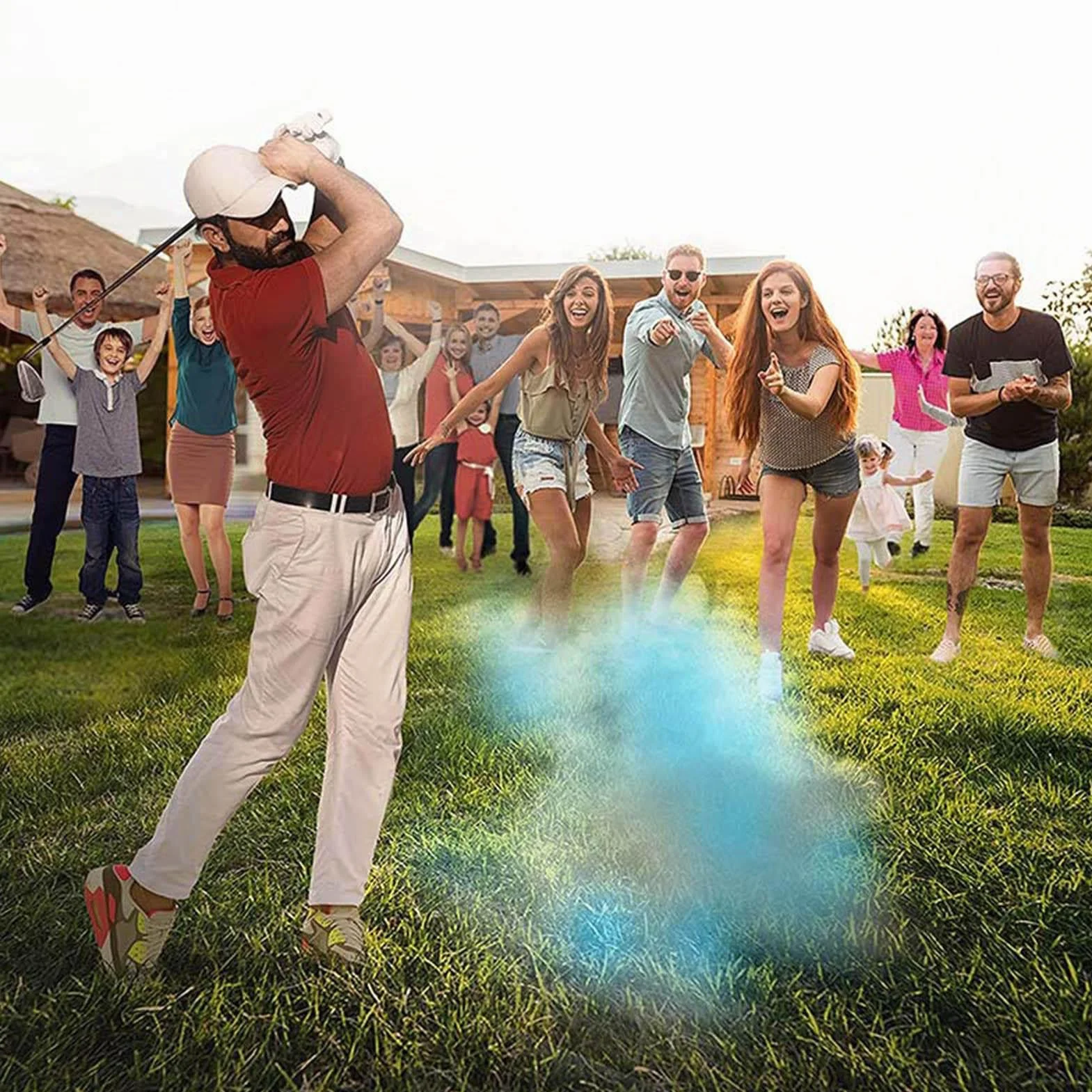 JINGLING Golf Exploding Balls Fiesta Juegos con Polvo Color Azul Rosa