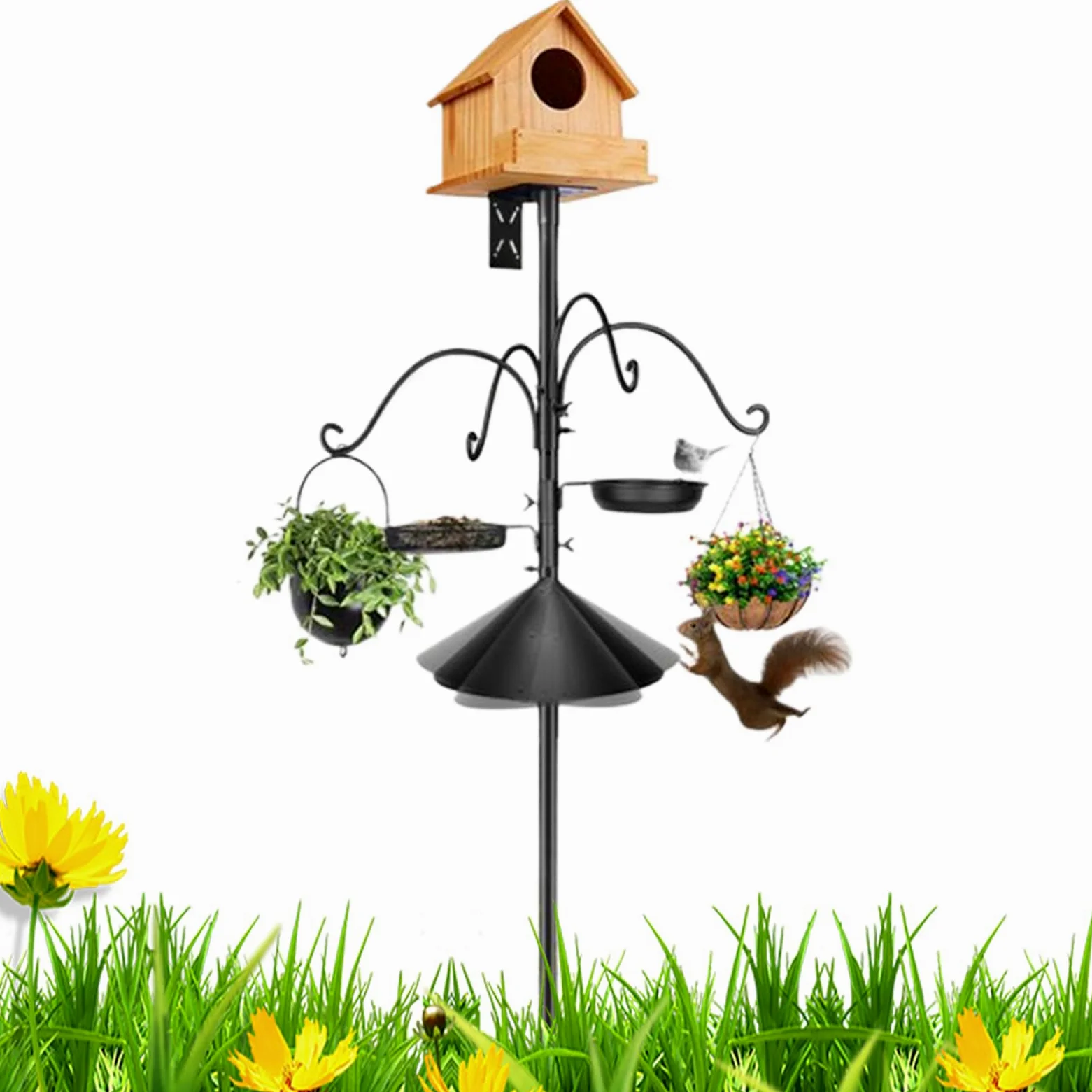Postes De Comederos Para Aves Soporte Extensible Resistente | Postes De 234 Cm Para Comederos De Pájaros Con Deflector Anti-Ardillas Para Estación Meteorológica Mascotas Atraer Vida