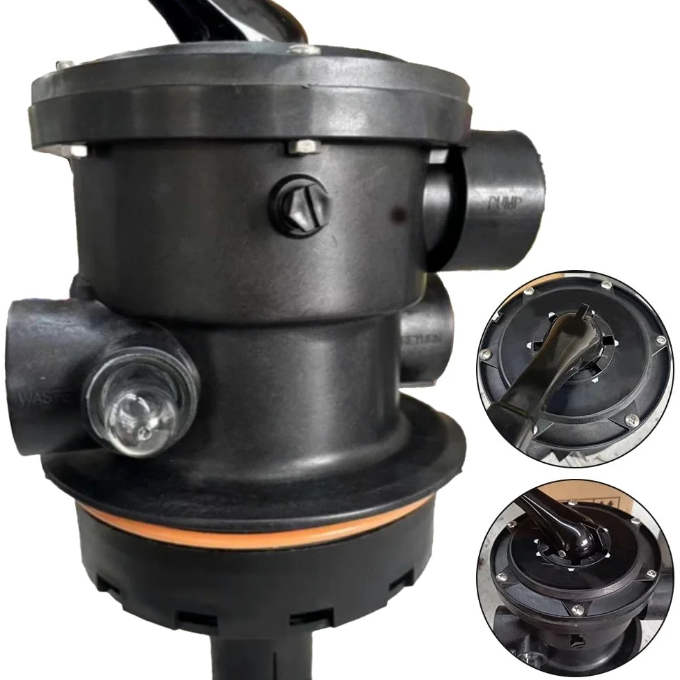 Válvula multipuerto para Hayward SP0714T para variflo, montaje superior de 7 posiciones para filtro de arena serie Pro/VL, acero inoxidable con vidrio de visión