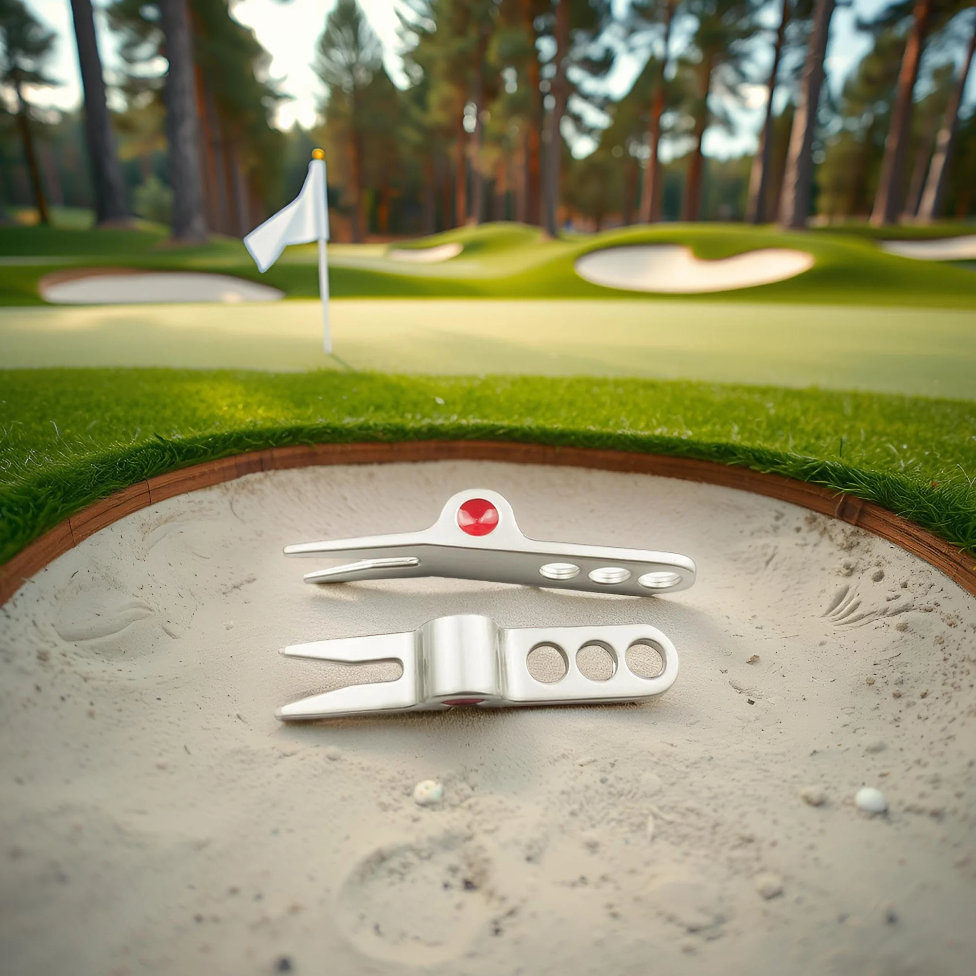 Herramientas de reparación de horquilla de pelota de golf plateada, compatible con Cameron Divot, Scotty Golf