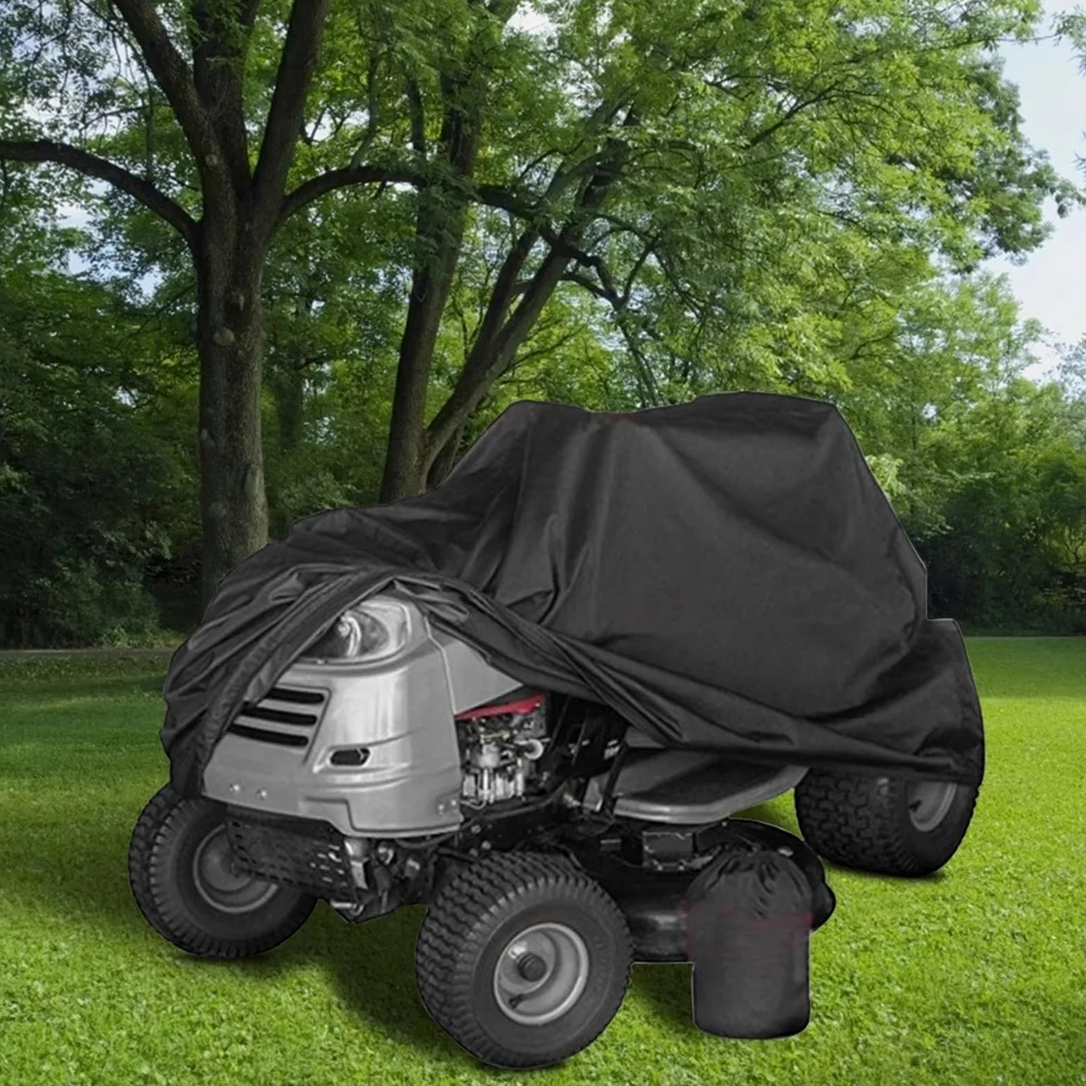 Funda para cortacésped autopropulsado, Funda for cortacésped, tractor de jardín, tela Oxford negra, 140 x 66 91 cm, con bolsa almacenamiento protectora