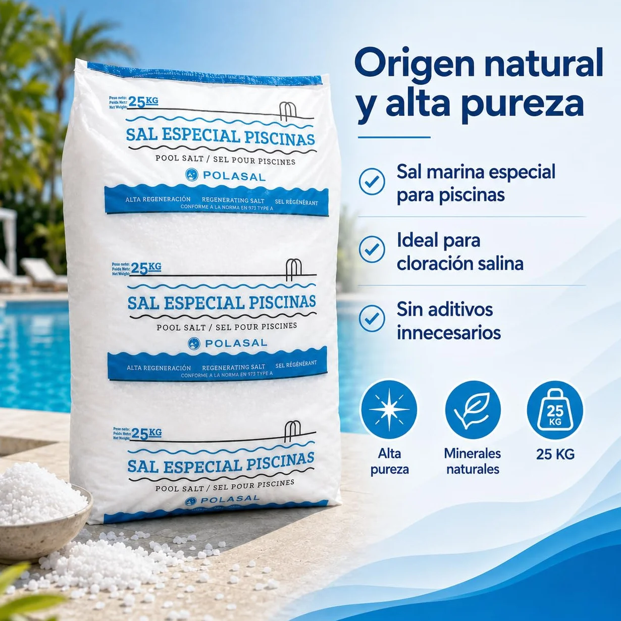 Sal Marina Piscinas CLORACIÓN Salina Saco de 25 kg