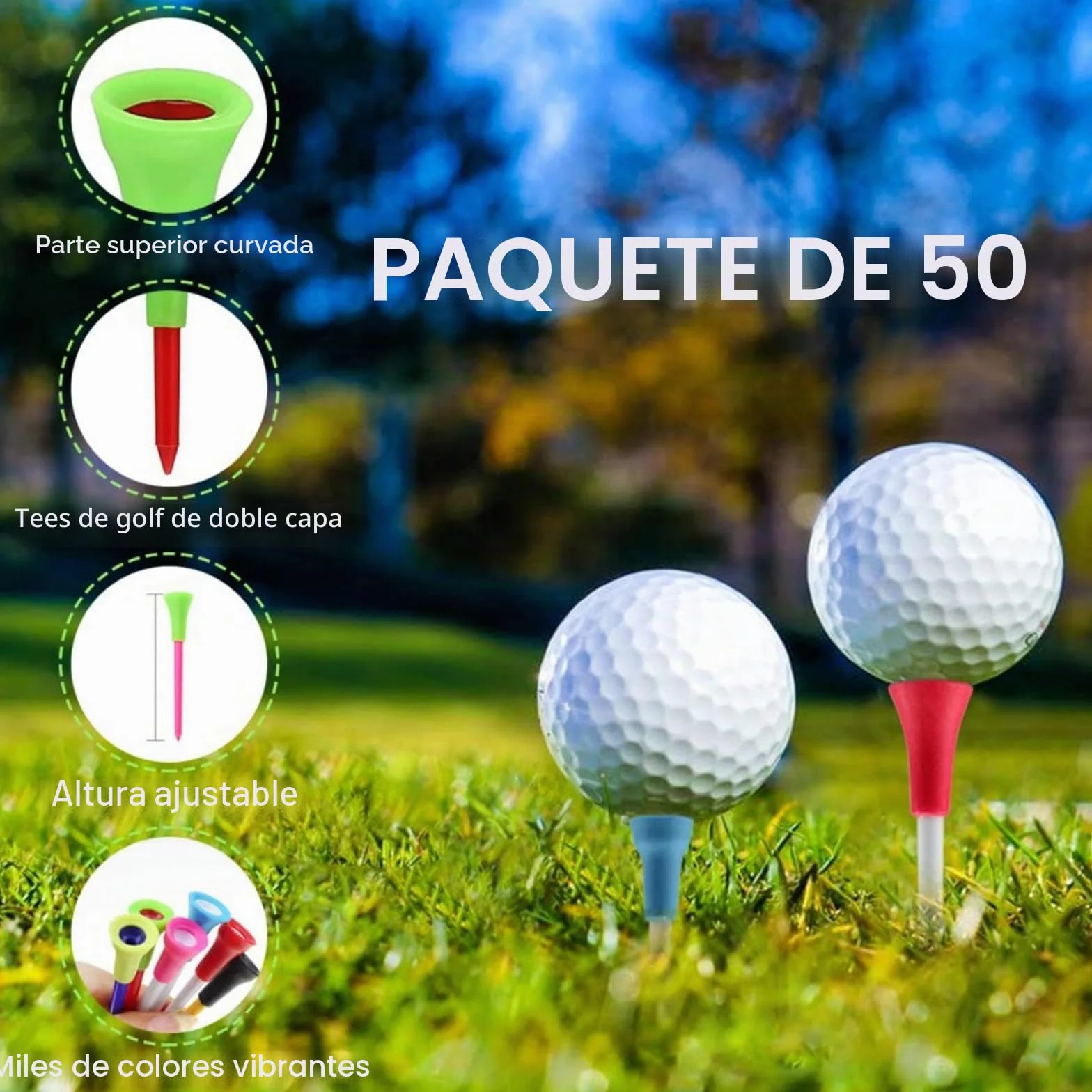 Crestgolf Cojín de Goma de Golf Duradero Multicolores Paquete de 24/50 Piezas