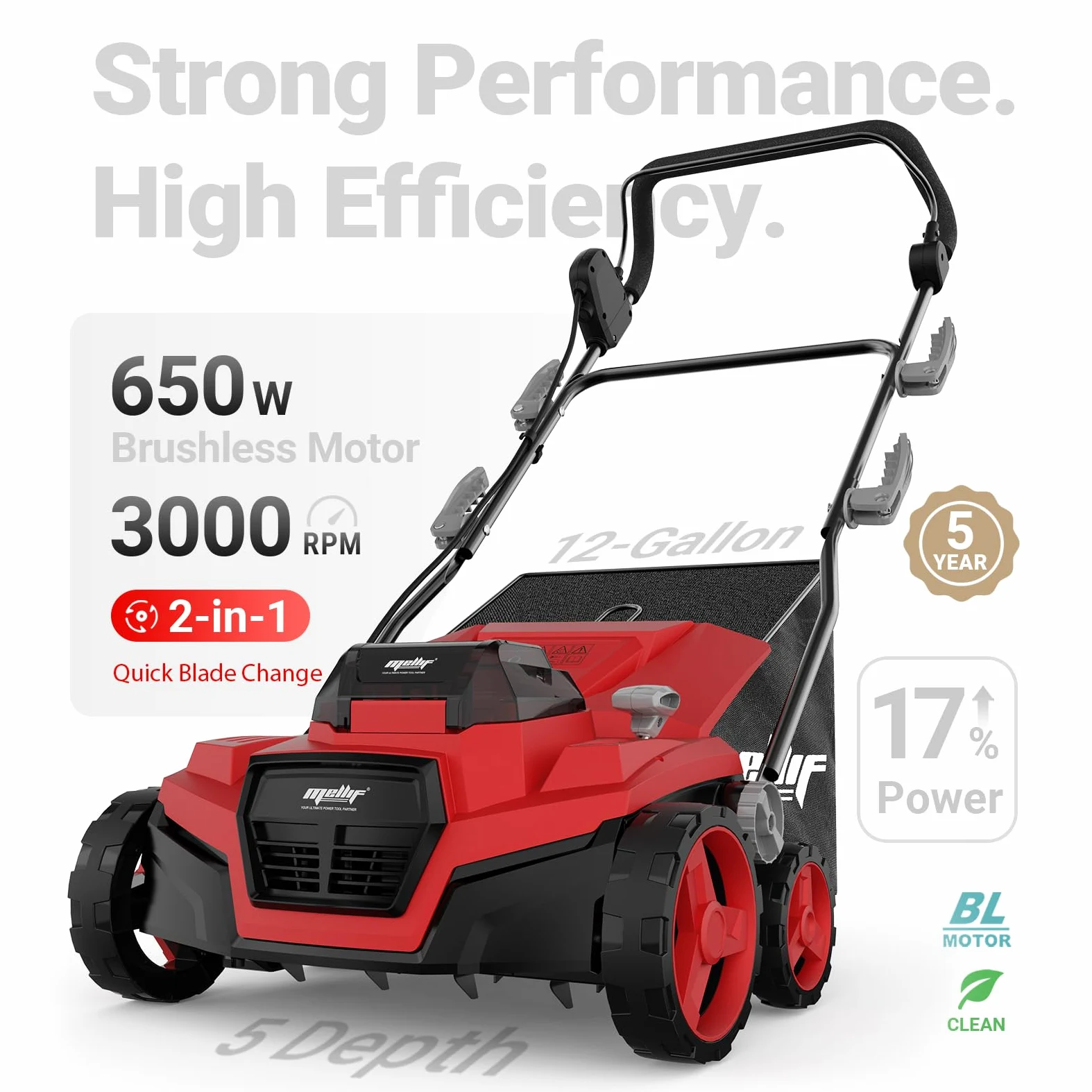 Atascador y escarificador eléctrico inalámbrico sin escobillas de 36 V y 15 pulgadas, compatible con batería Milwaukee de 18 V (solo herramienta), con bolsa de recogida de paja de 12 galones, ajuste