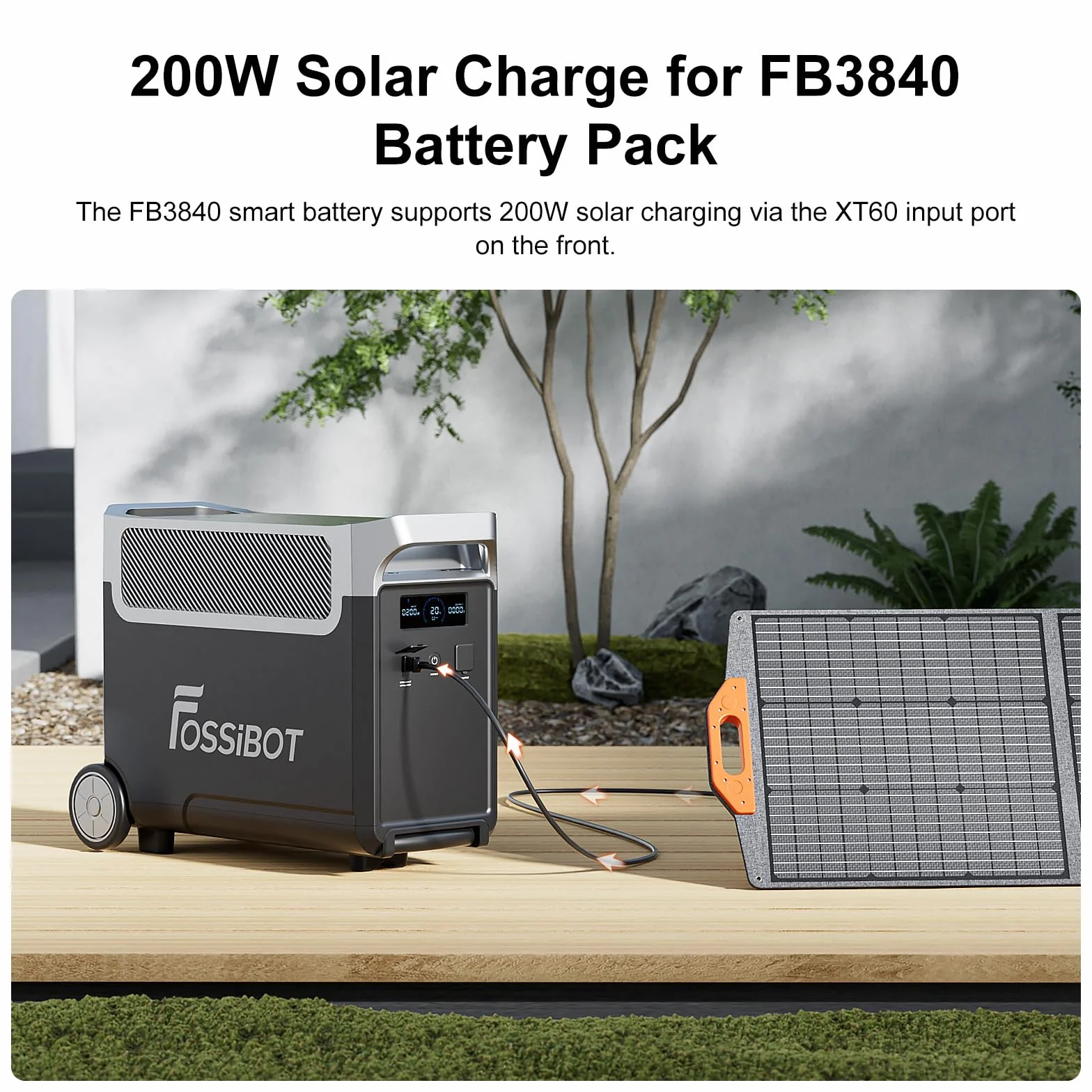 FOSSiBOT F3600 Pro Estacion de Energia Portatil, Batería LiFePO4 de 3840 WH, Ampliable hasta 11,52 kwh, Salida de CA de 3600 W, Entrada Solar de 2000 W, Generador Solar Portatil el Acampada, Camping