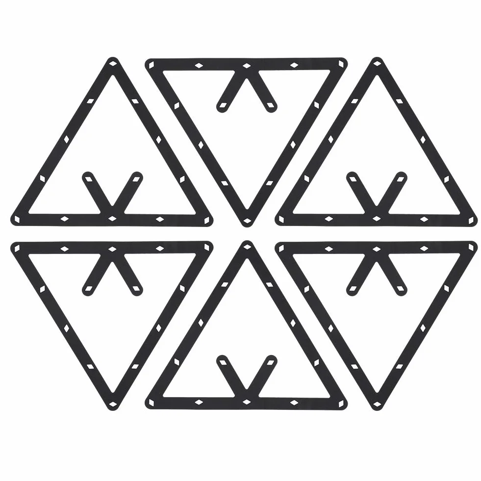 Akozon Triángulo de Billar Americano Soporte de Bola Posicionamiento Mesa de Billar Accesorio Juego 6 Piezas Estante Negro