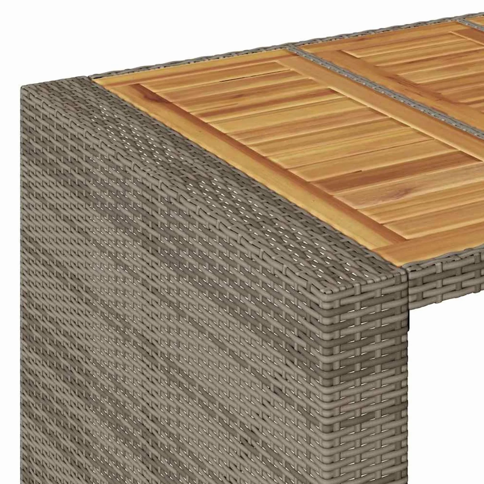 Homgoday Set Bar jardín sin Cojines 5 pzas ratán sintético Acacia Gris Barra Jardin Barra Bar Exterior mesas Altas y taburetes Dimensiones 145 cm