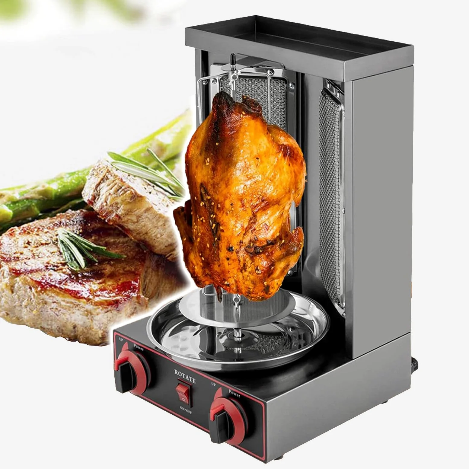 Máquina de Kebab casera, Parrilla asadora de Gas, Parrilla Vertical para Horno asador, Parrilla automática sin Humo