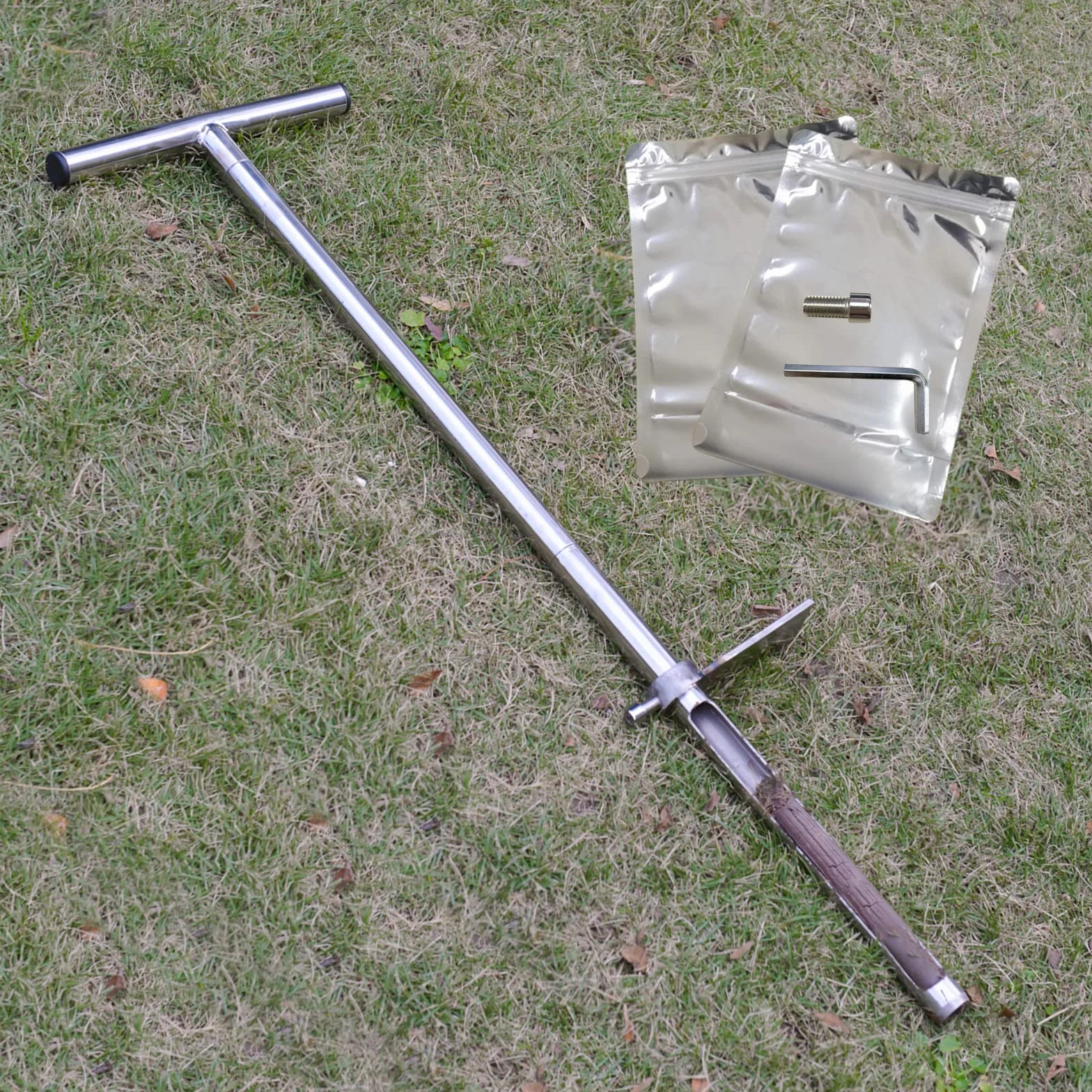 Sonda de muestreo de suelo de 34 pulgadas con reposapiés, mango estilo T de acero inoxidable, kits de prueba de suelo, sondas de suelo para muestreo de suelo, cuidado de plantas, jardín