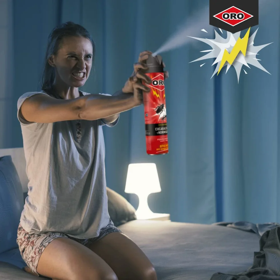 ORO Insecticida Rastreros - Contra cucarachas, hormigas y otros bichos rastreros - Acción en segundos y máxima eficacia - Para interiores y exteriores - Permanente hasta 1 año - 750 ml