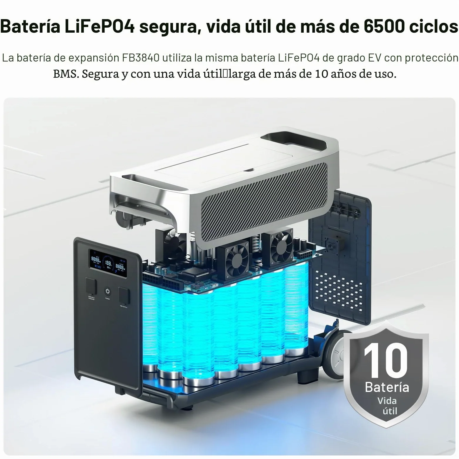 FOSSiBOT F3600 Pro Estacion de Energia Portatil, Batería LiFePO4 de 3840 WH, Ampliable hasta 11,52 kwh, Salida de CA de 3600 W, Entrada Solar de 2000 W, Generador Solar Portatil el Acampada, Camping