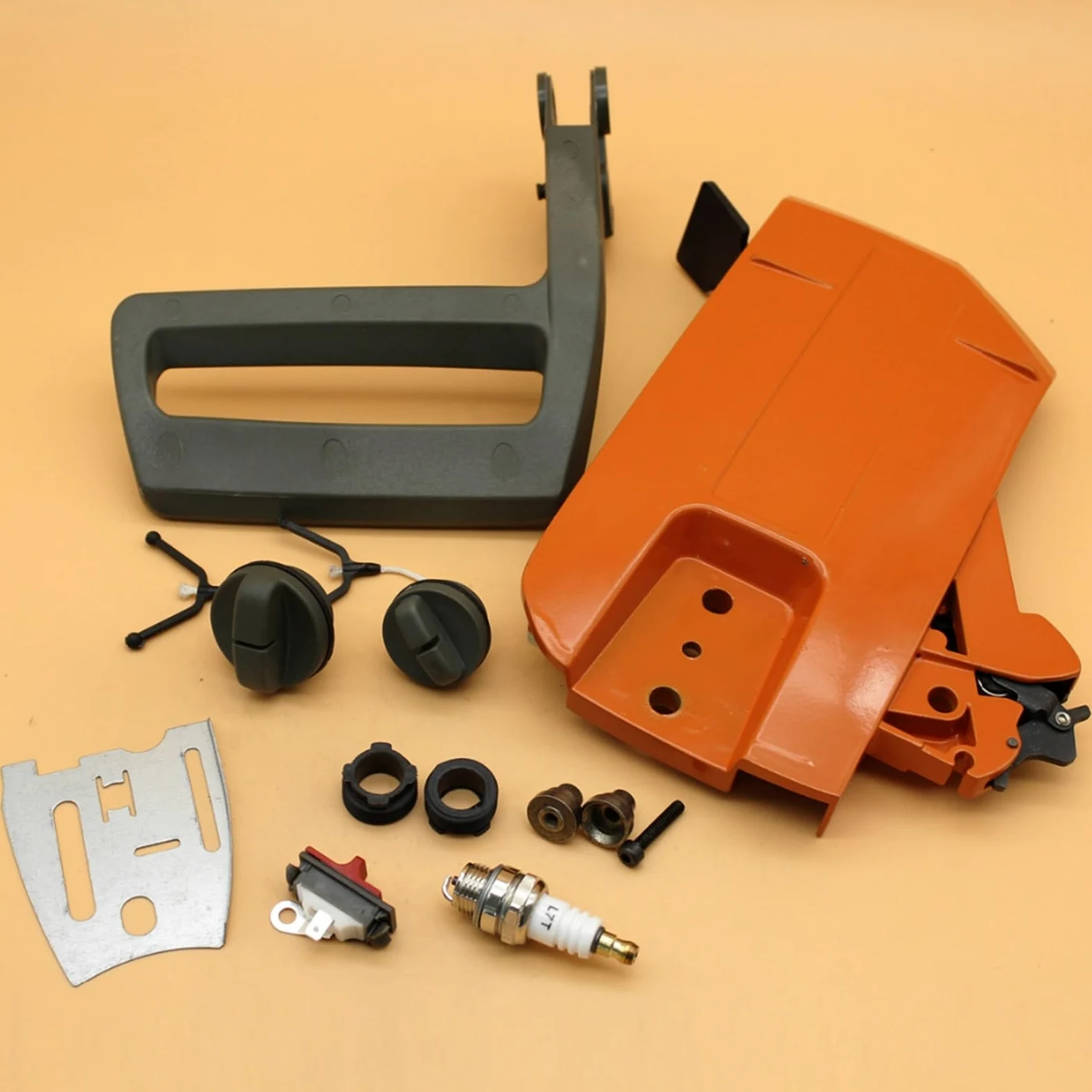 Cubierta de Embrague, Placa de manija de Freno, Engranaje helicoidal, Conjunto de Tapa de Aceite de Combustible Apto for Husqvarna 268 272 XP 266 66 61, Piezas de Repuesto de Motosierra