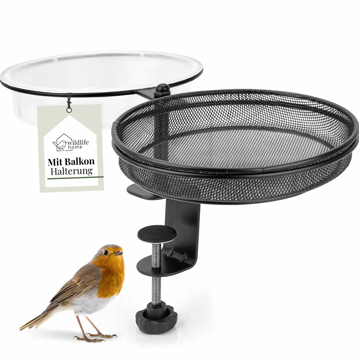 WILDLIFE HOME Comedero para pájaros con bebedero para pájaros para colgar balcón, bebedero para pájaros 2 en 1 con comedero, estación de alimentación para pájaros silvestres con soporte de metal para