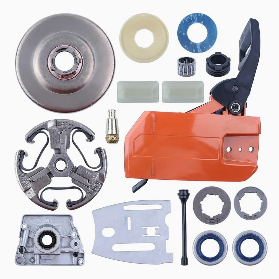 Kit de reparación for Motosierra (Incluye Tapa Embrague, Cadena, Freno, manivela, Tambor, Aceite, piñón y llanta). Compatible con motosierras 61, 66, 266, 268, 272 272XP
