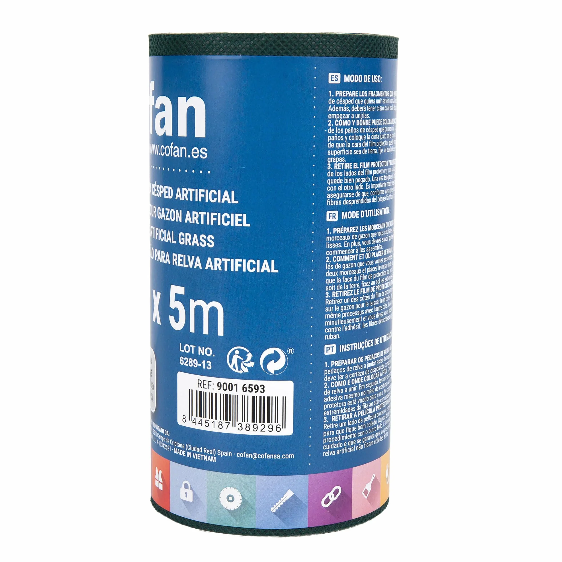 Cofan Cinta Adhesiva de una cara para unir Césped Artificial | Unión Duradera y Resistente al Exterior | Dos Medidas (15 cm x 10 m)