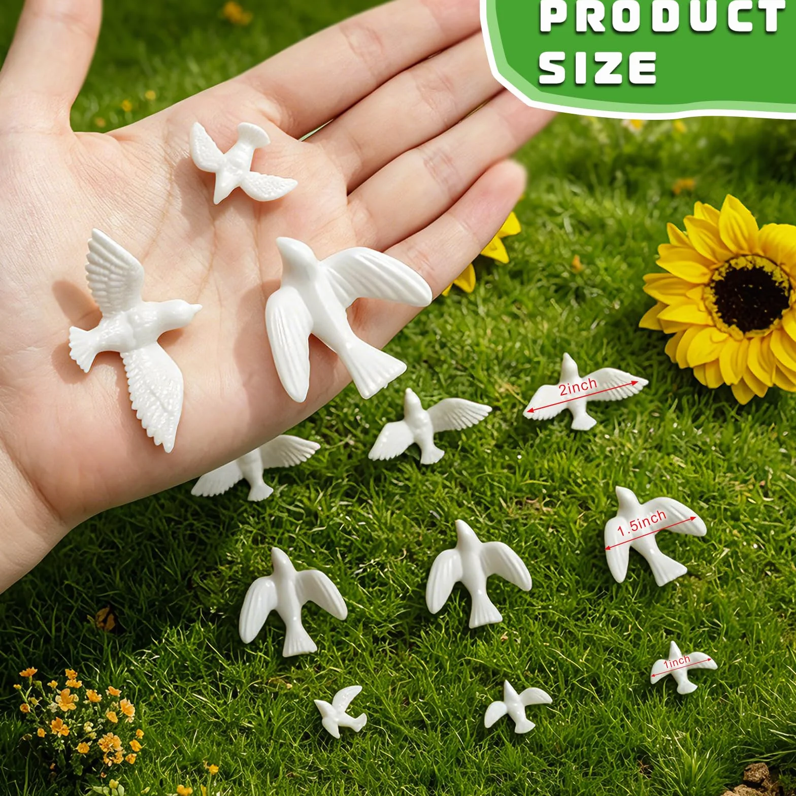 ZZYFGH 24 Piezas de Mini Paloma Blanca para Manualidades, Figuras de pájaros en Miniatura de 1.5 Pulgadas a Granel para decoración de Tartas de Boda