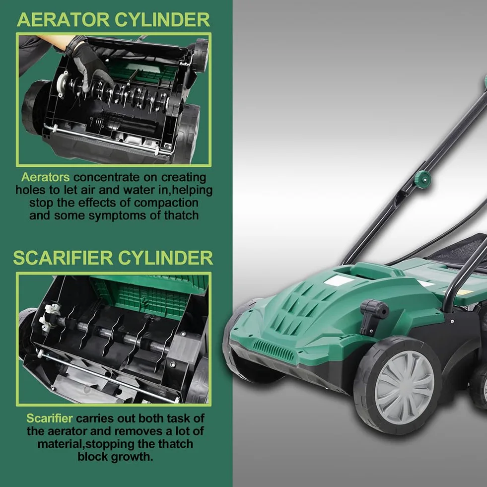 Escarificador eléctrico 2 en 1 de 13 Pulgadas, 12 amperios, con Bolsa de Recogida extraíble de 31.7 Cuartos para césped Principal