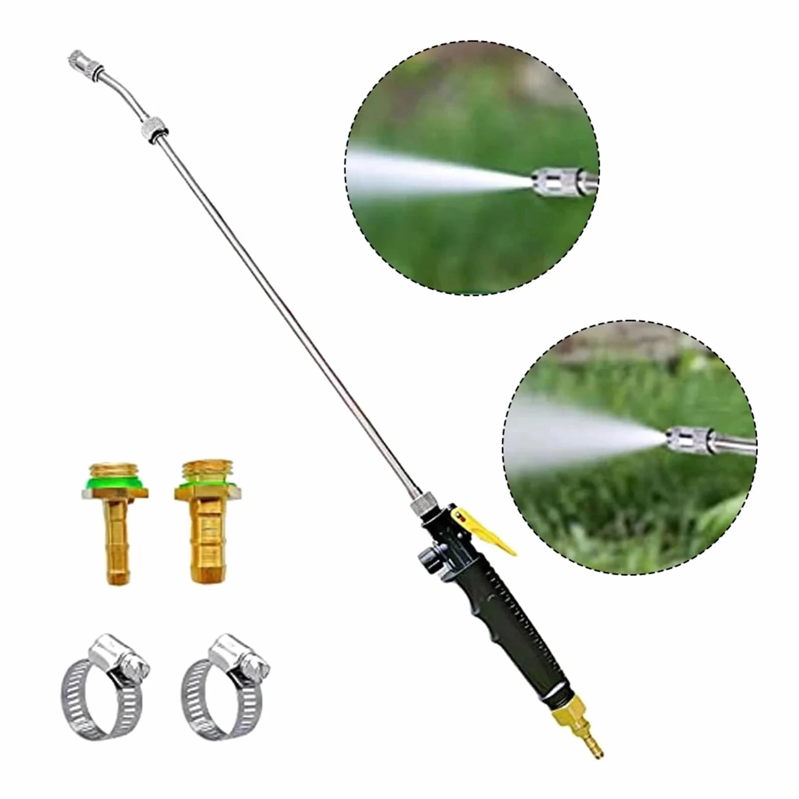 Cabezales de riego 1/4 "3/8" Varita rociadora Pistola de Agua de Alta presión Pistola de Agua de Metal Jet Manguera de jardín rociador con Boquilla rociador de riego atomizador(48cm)
