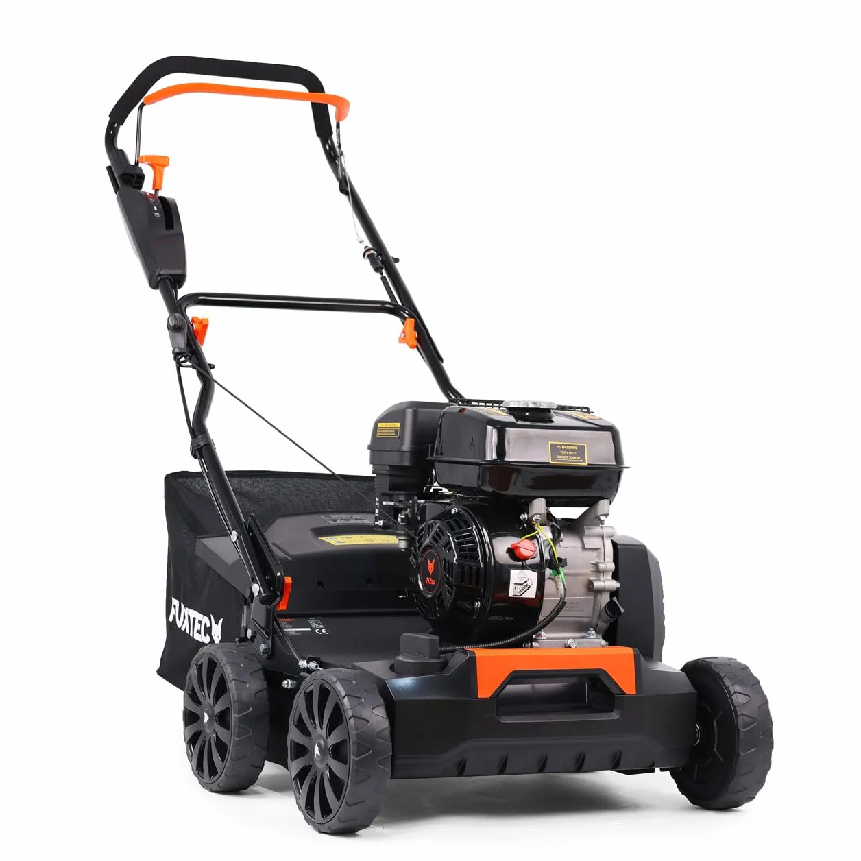 FUXTEC Escarificador Aireador de Gasolina 3 en 1 FX-BV240 Motor 4 tiempos 4,1 kW, rodillo con 18 cuchillas y 24 púas de resorte, asa de transporte y recolector de 45 L