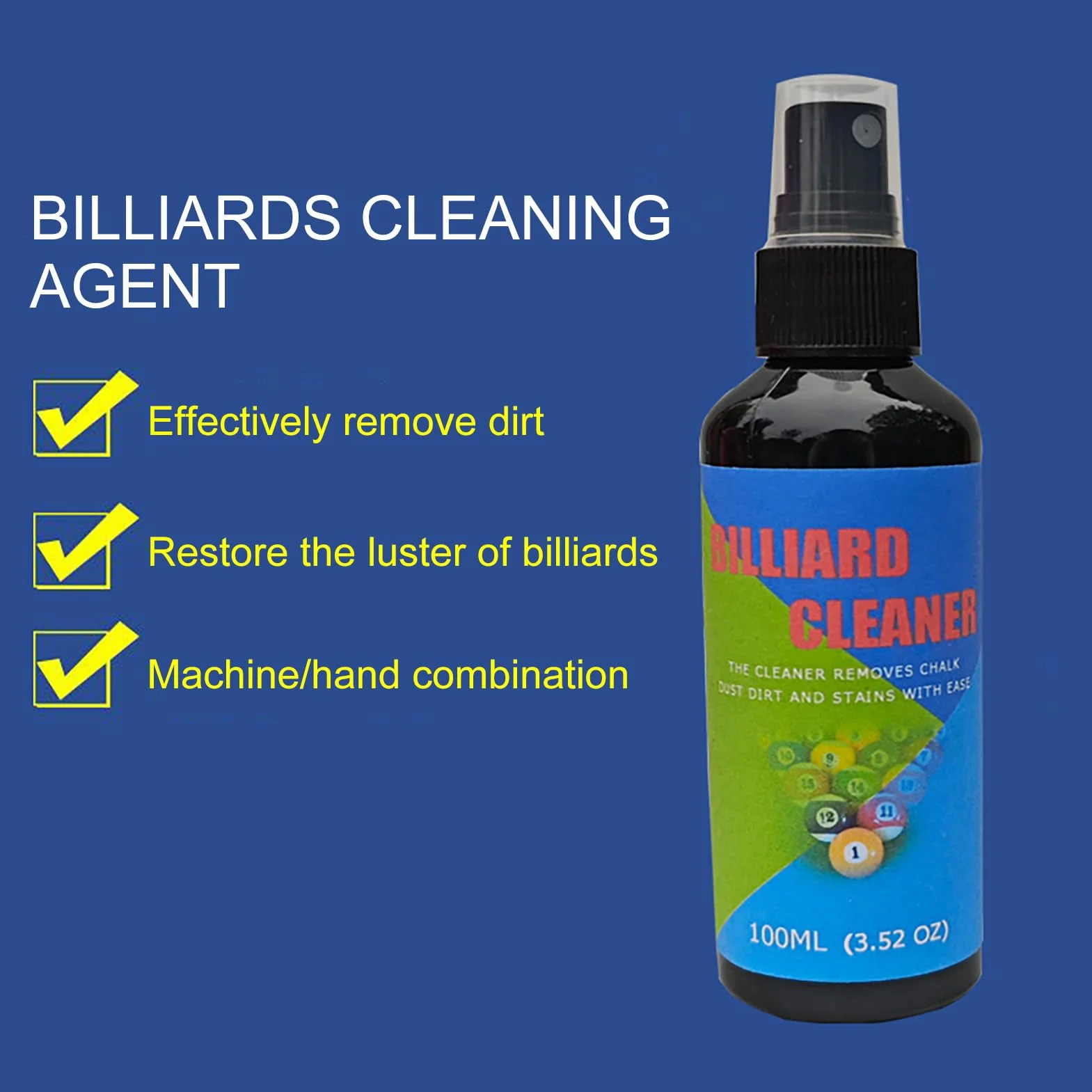 Limpiador de Bolas de Billar 100 ml Spray Pulido y Limpieza Profunda Mantenimiento