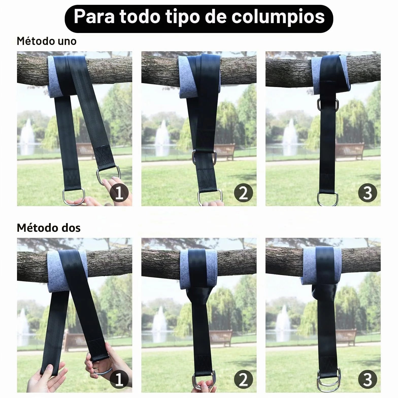 CENOVE Hamaca Correas de árbol Cinturón de Suspensión 2 Kit 150cm, Cuerdas Multifuncionales Suspensión Sostiene hasta 500 kg para Hamacas, Columpios