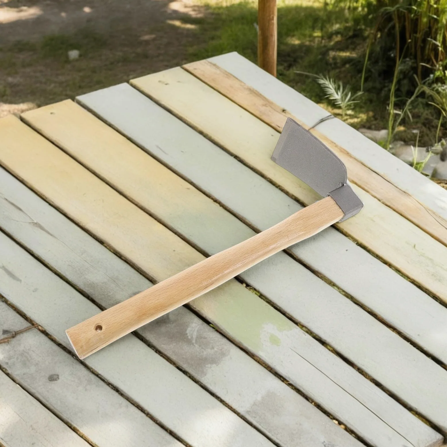 Azadas de Acero Mango de Madera 2piezas para Deshierbe y Cavar Suelo, Herramientas Manuales Ergonómicas Ideales para Jardinería y Cultivo en Exteriores