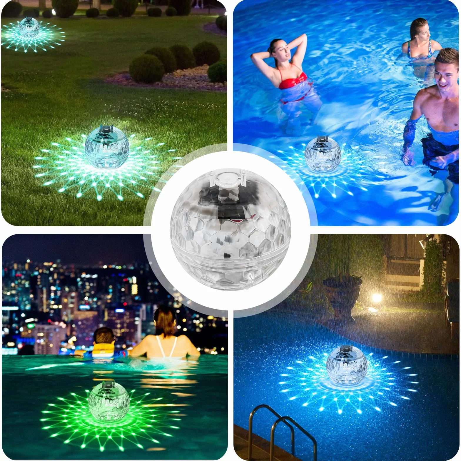 2 luces flotantes solares para piscina, 11 cm, luces solares para piscina, iluminación solar para estanque con iluminación RGB que cambia de color para piscina, fuentes