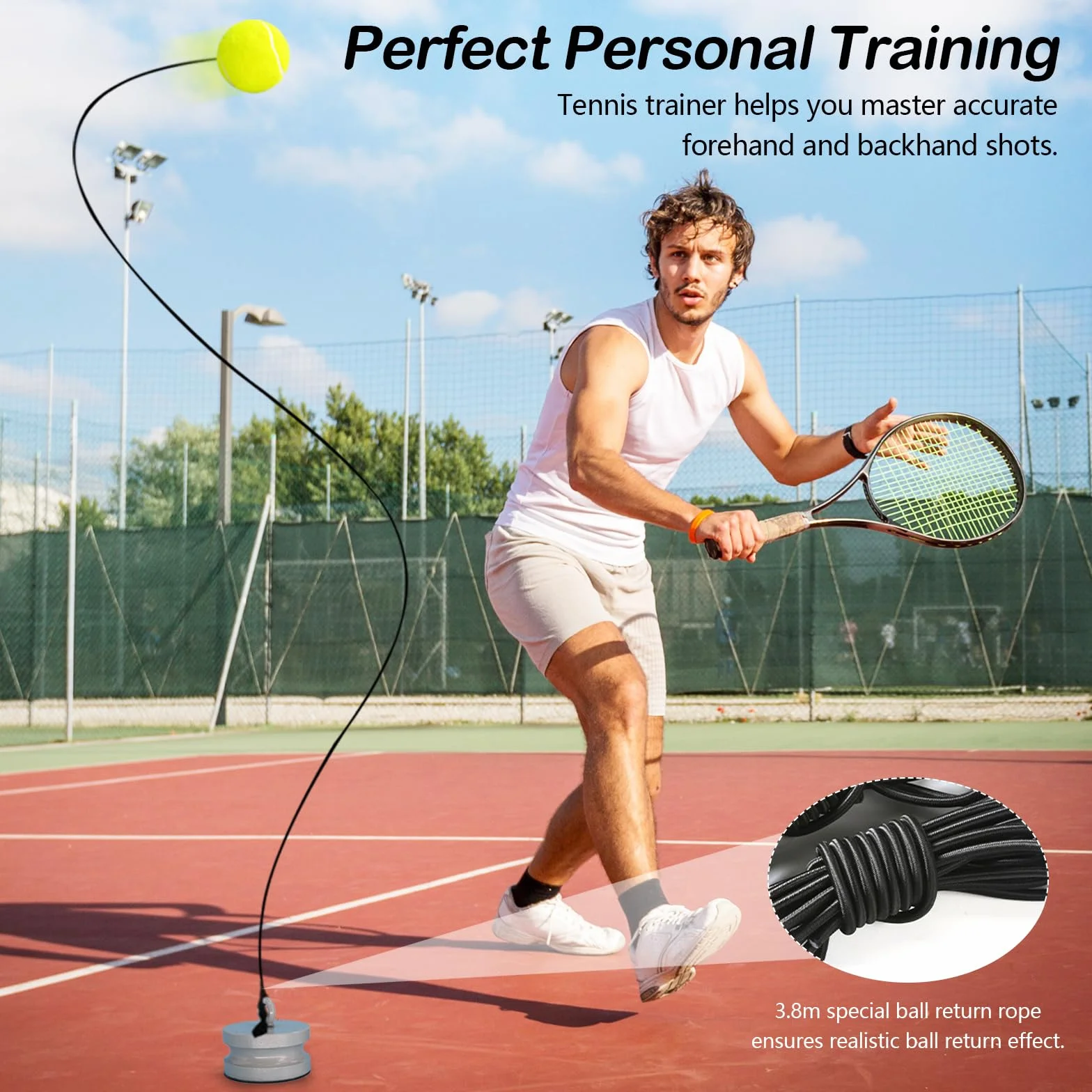 Set De Entrenamiento De Tenis con Base Metálica 1,2 kg y 2 Pelotas De Rebote