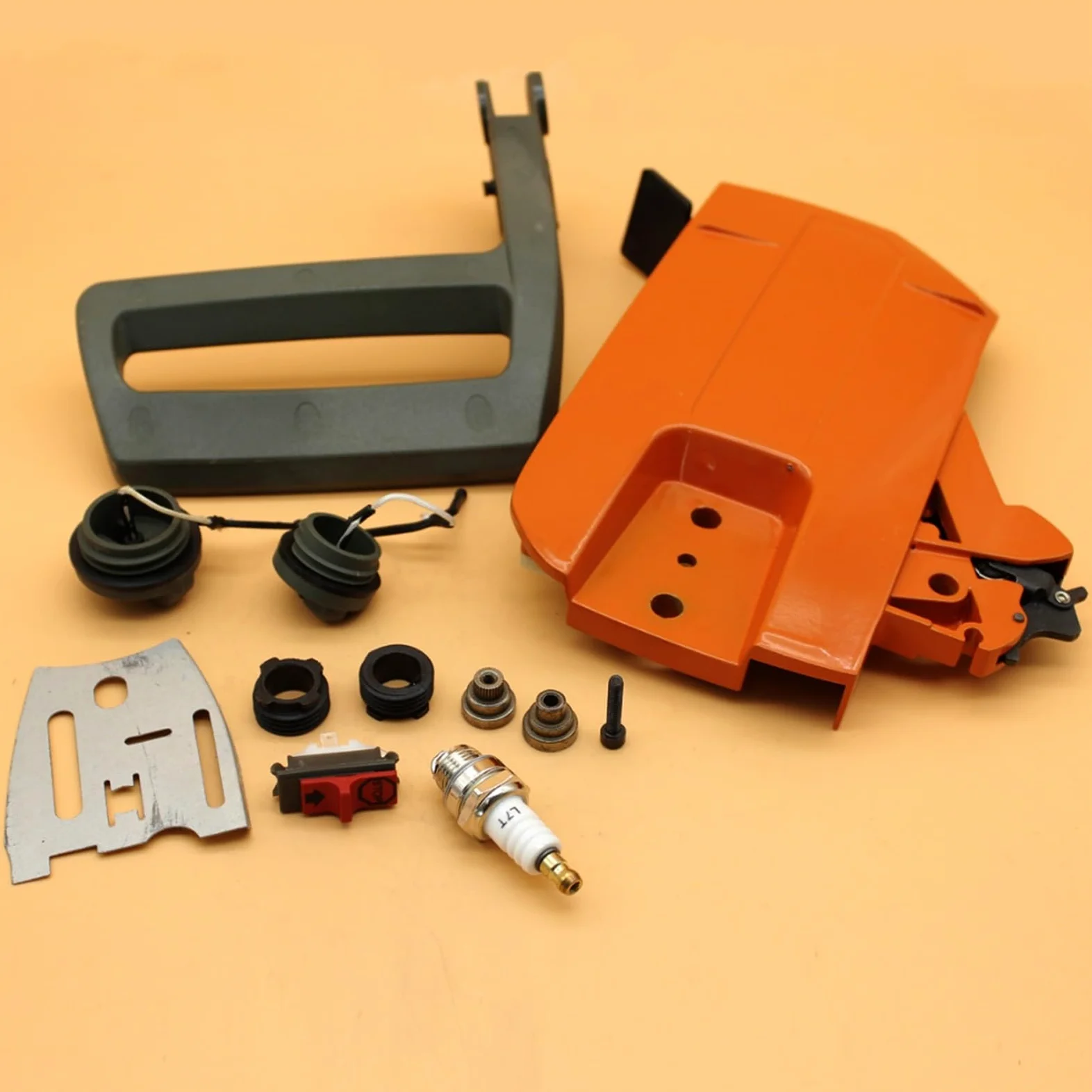 Cubierta de Embrague, Placa de manija de Freno, Engranaje helicoidal, Conjunto de Tapa de Aceite de Combustible Apto for Husqvarna 268 272 XP 266 66 61, Piezas de Repuesto de Motosierra